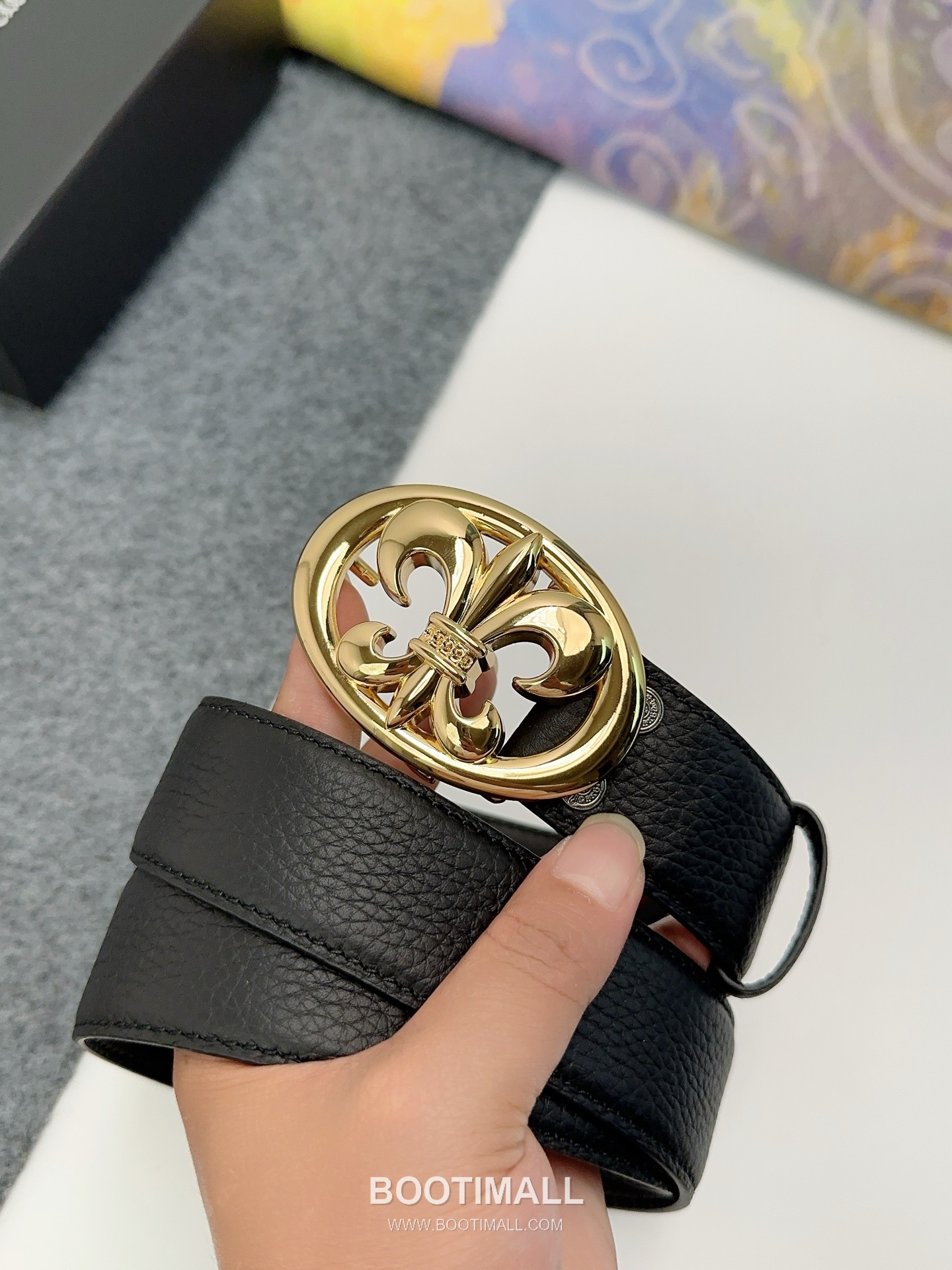 Chrome Hearts Calfskin Leather Belt with Logo Buckle Palladium 크롬하츠 카프스킨 레더 벨트 로고 버클 황동 베이스 팔라듐 피니시 3.8cm 1