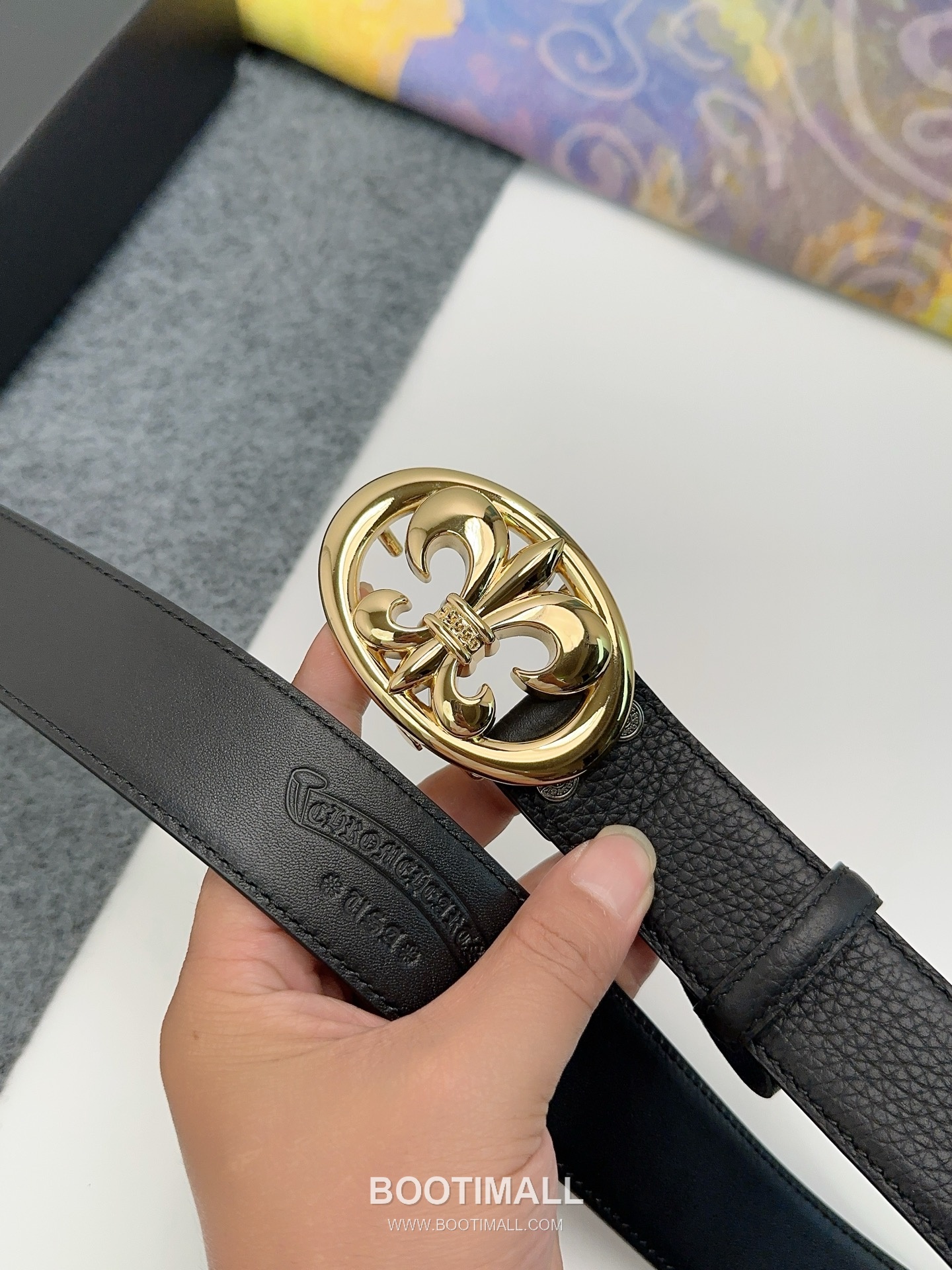 Chrome Hearts Calfskin Leather Belt with Logo Buckle Palladium 크롬하츠 카프스킨 레더 벨트 로고 버클 황동 베이스 팔라듐 피니시 3.8cm 2