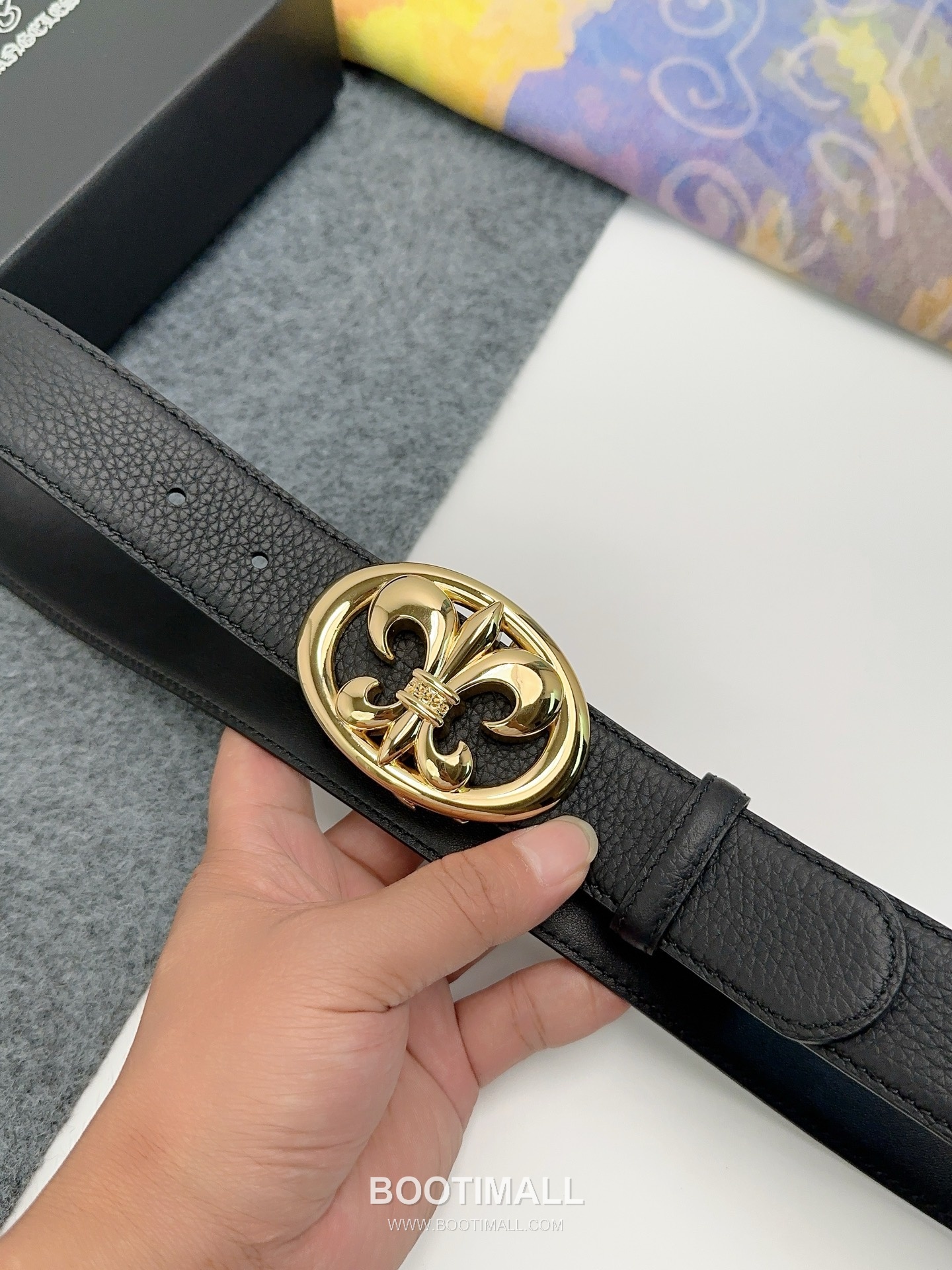 Chrome Hearts Calfskin Leather Belt with Logo Buckle Palladium 크롬하츠 카프스킨 레더 벨트 로고 버클 황동 베이스 팔라듐 피니시 3.8cm 4