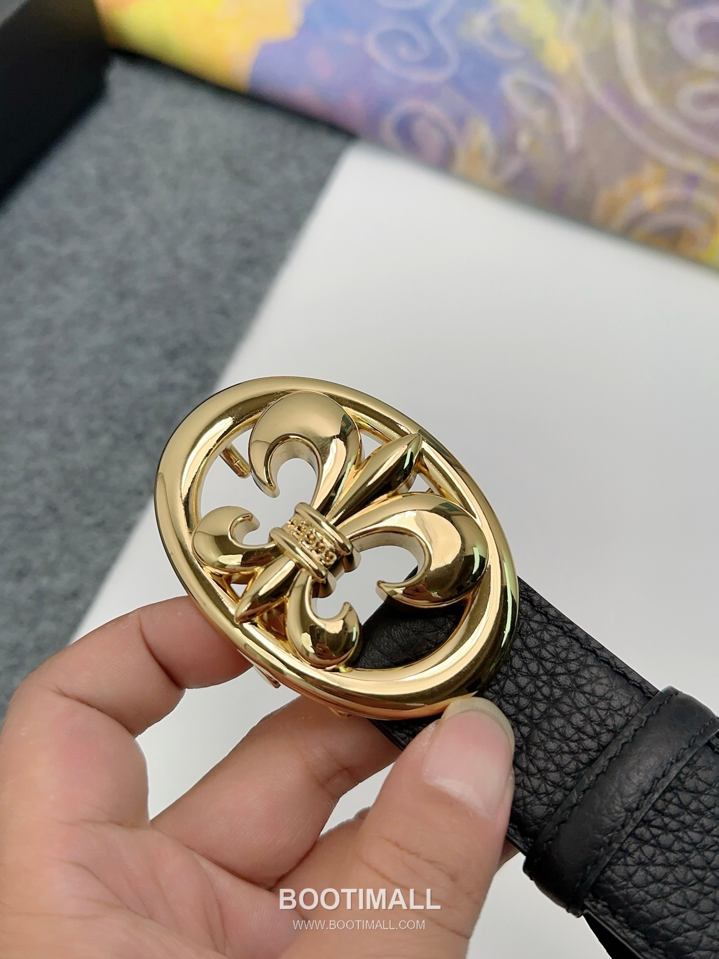 Chrome Hearts Calfskin Leather Belt with Logo Buckle Palladium 크롬하츠 카프스킨 레더 벨트 로고 버클 황동 베이스 팔라듐 피니시 3.8cm 5