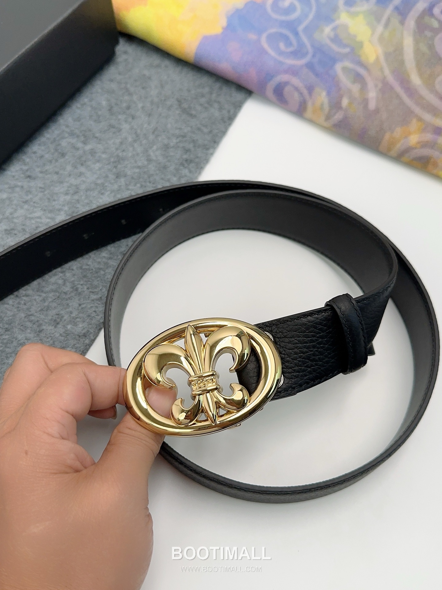 Chrome Hearts Calfskin Leather Belt with Logo Buckle Palladium 크롬하츠 카프스킨 레더 벨트 로고 버클 황동 베이스 팔라듐 피니시 3.8cm 6