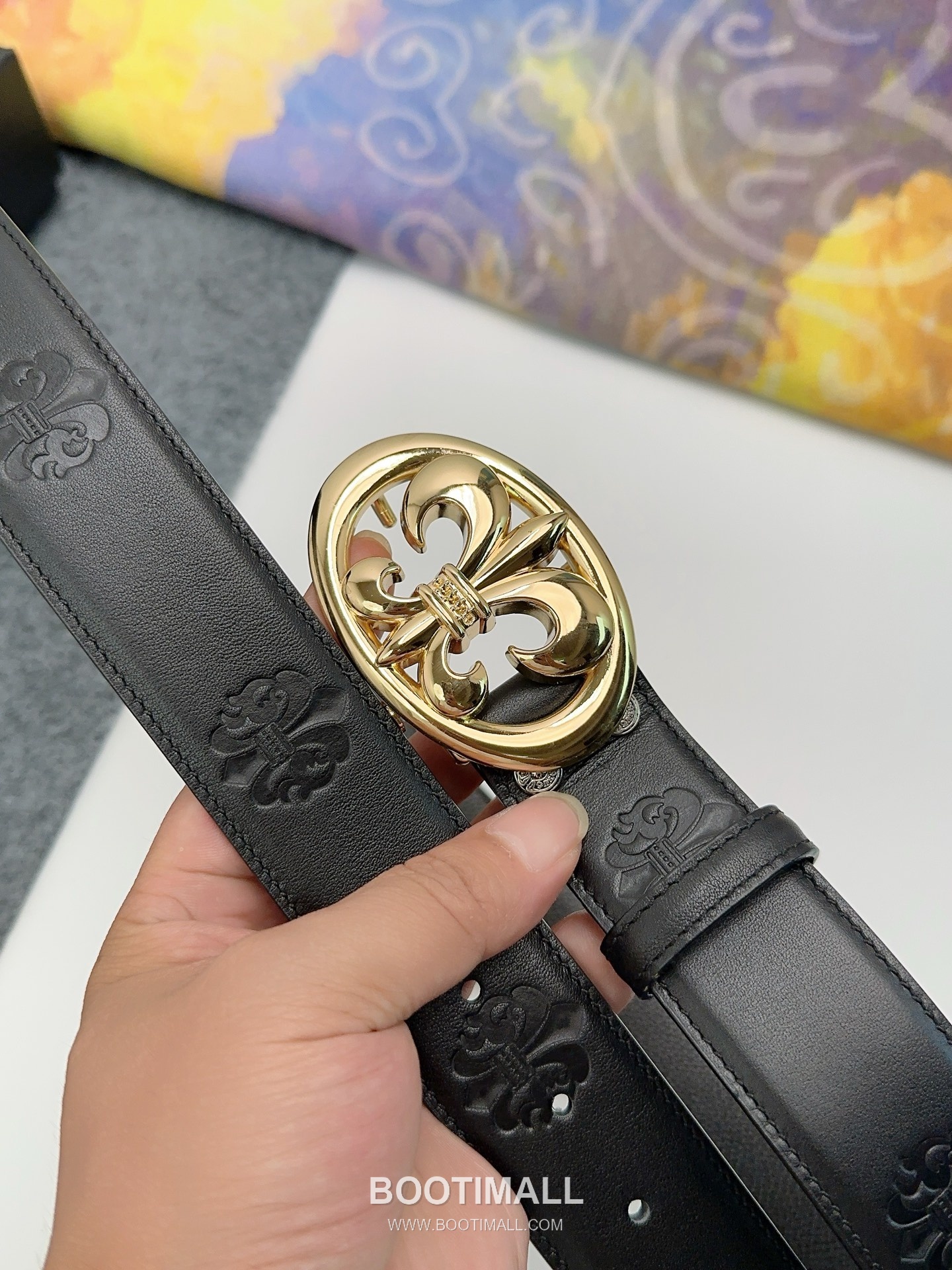 Chrome Hearts Calfskin Leather Belt with Logo Buckle Palladium 크롬하츠 카프스킨 레더 벨트 로고 버클 황동 베이스 팔라듐 피니시 3.8cm 2