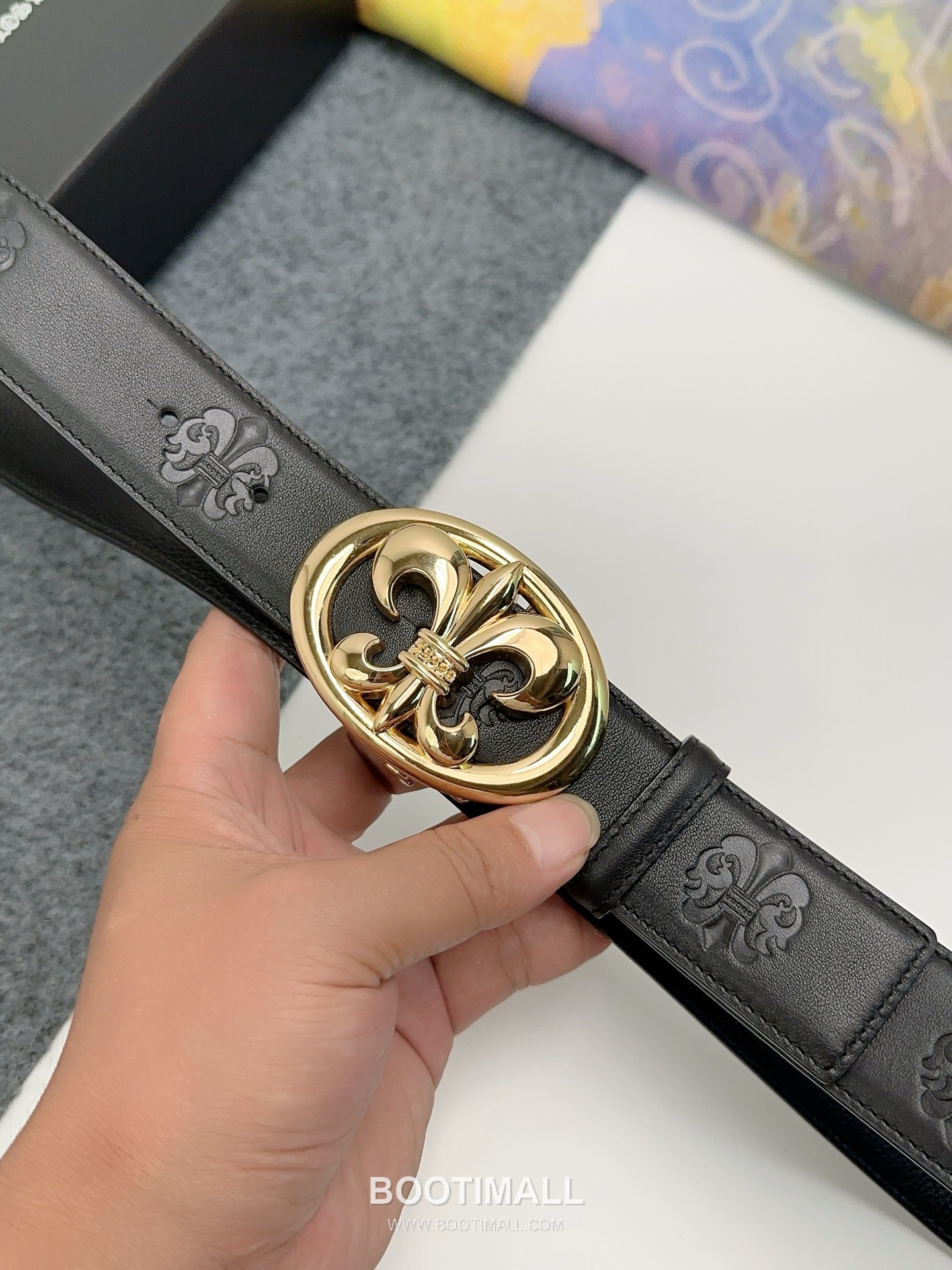 Chrome Hearts Calfskin Leather Belt with Logo Buckle Palladium 크롬하츠 카프스킨 레더 벨트 로고 버클 황동 베이스 팔라듐 피니시 3.8cm 4