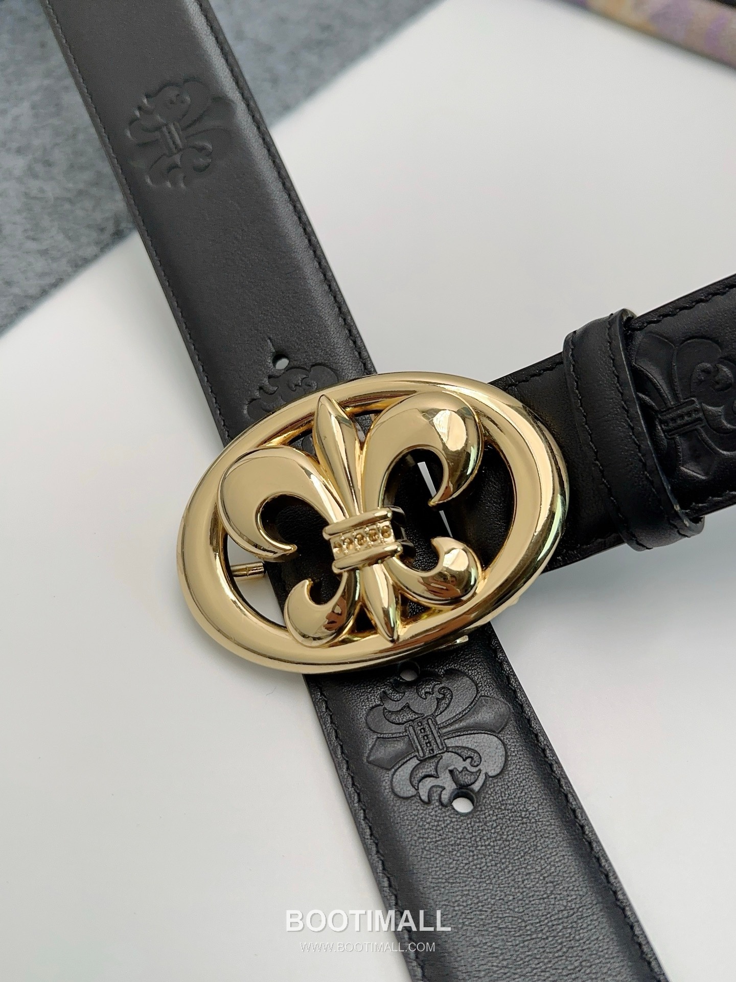 Chrome Hearts Calfskin Leather Belt with Logo Buckle Palladium 크롬하츠 카프스킨 레더 벨트 로고 버클 황동 베이스 팔라듐 피니시 3.8cm 5