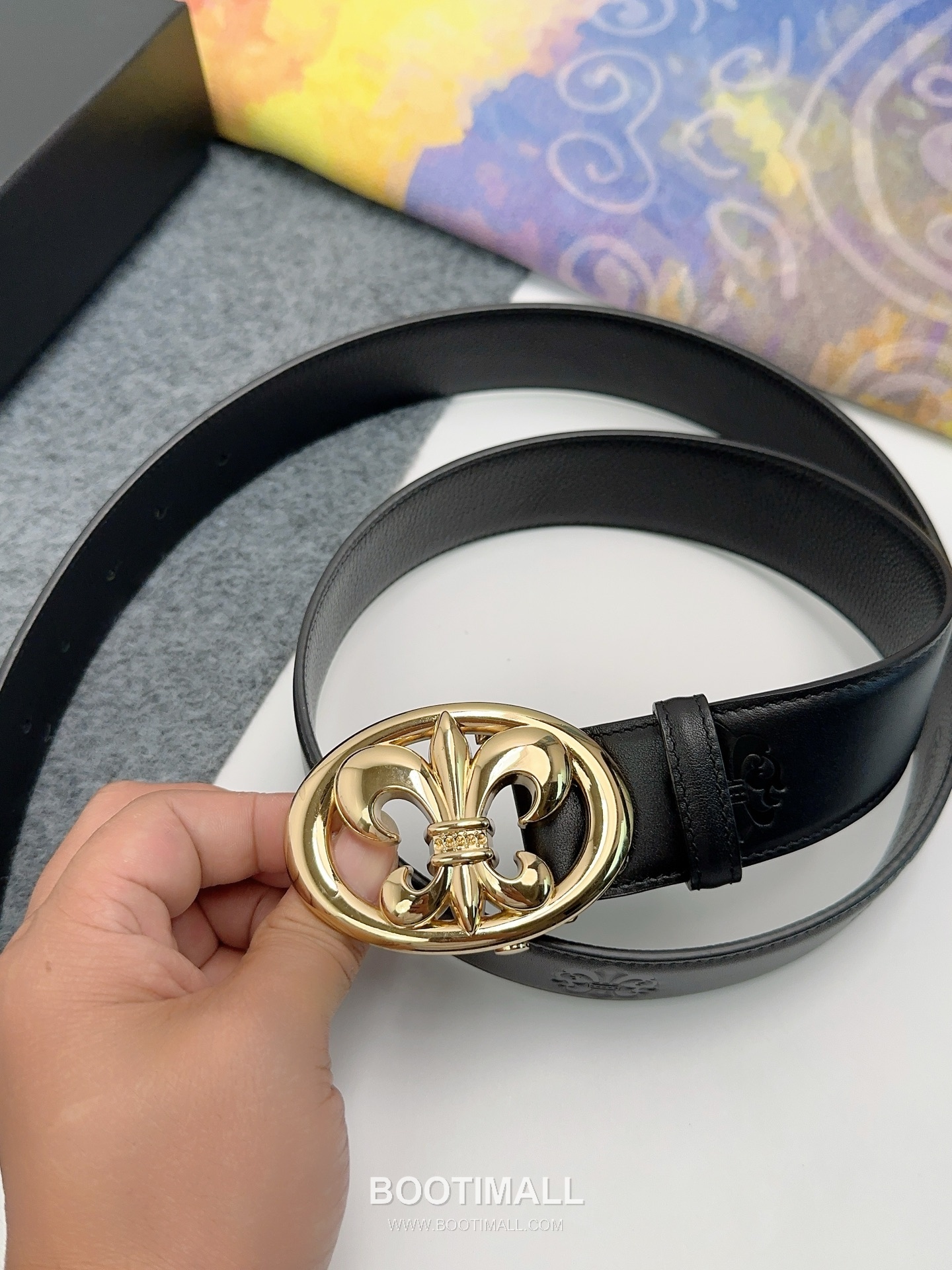 Chrome Hearts Calfskin Leather Belt with Logo Buckle Palladium 크롬하츠 카프스킨 레더 벨트 로고 버클 황동 베이스 팔라듐 피니시 3.8cm 6