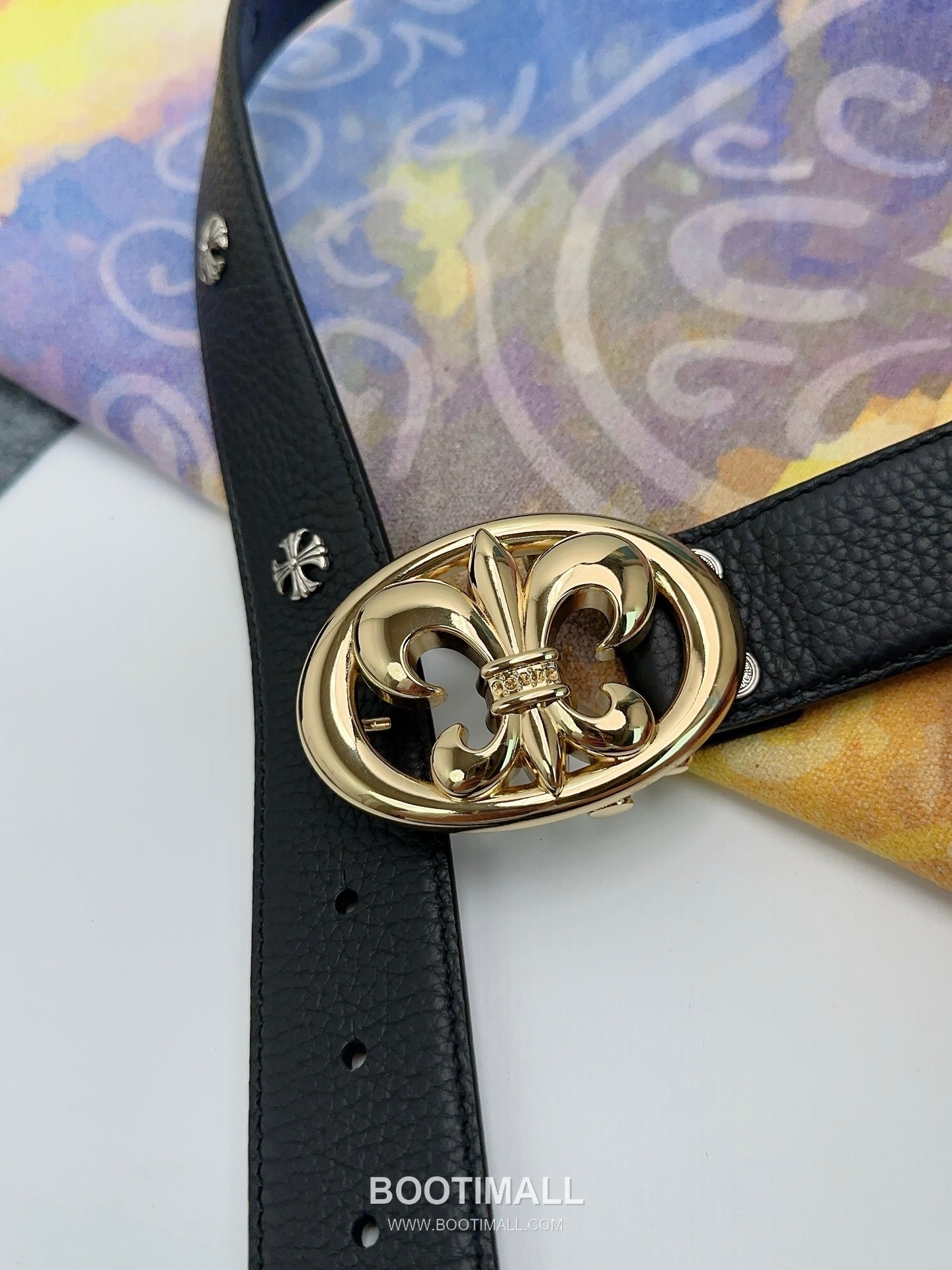 Chrome Hearts Calfskin Leather Belt with Logo Buckle Palladium 크롬하츠 카프스킨 레더 벨트 로고 버클 황동 베이스 팔라듐 피니시 3.8cm 5