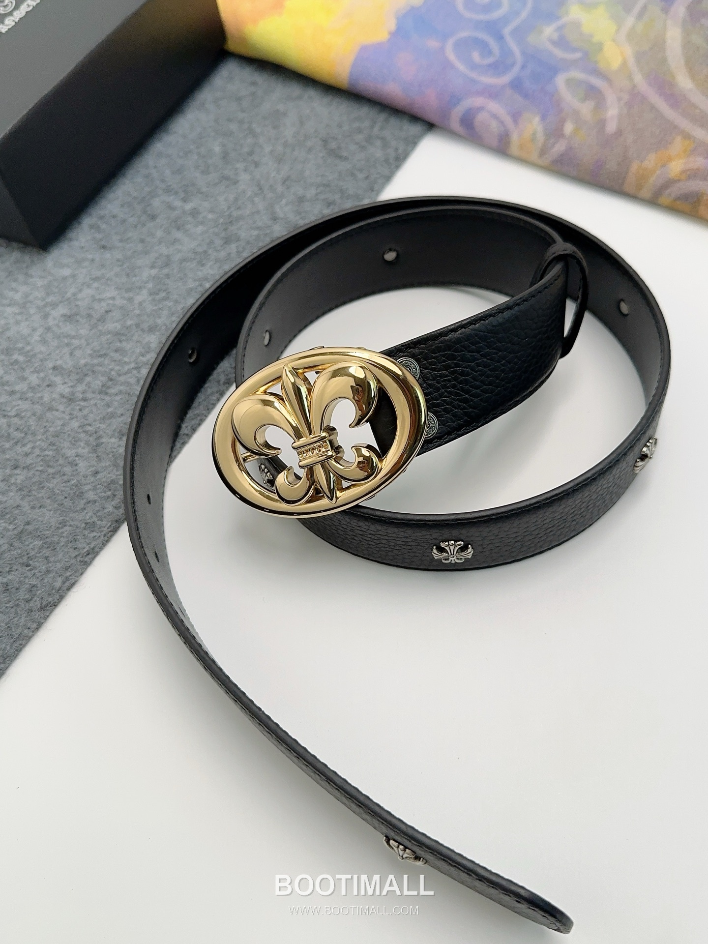 Chrome Hearts Calfskin Leather Belt with Logo Buckle Palladium 크롬하츠 카프스킨 레더 벨트 로고 버클 황동 베이스 팔라듐 피니시 3.8cm 6