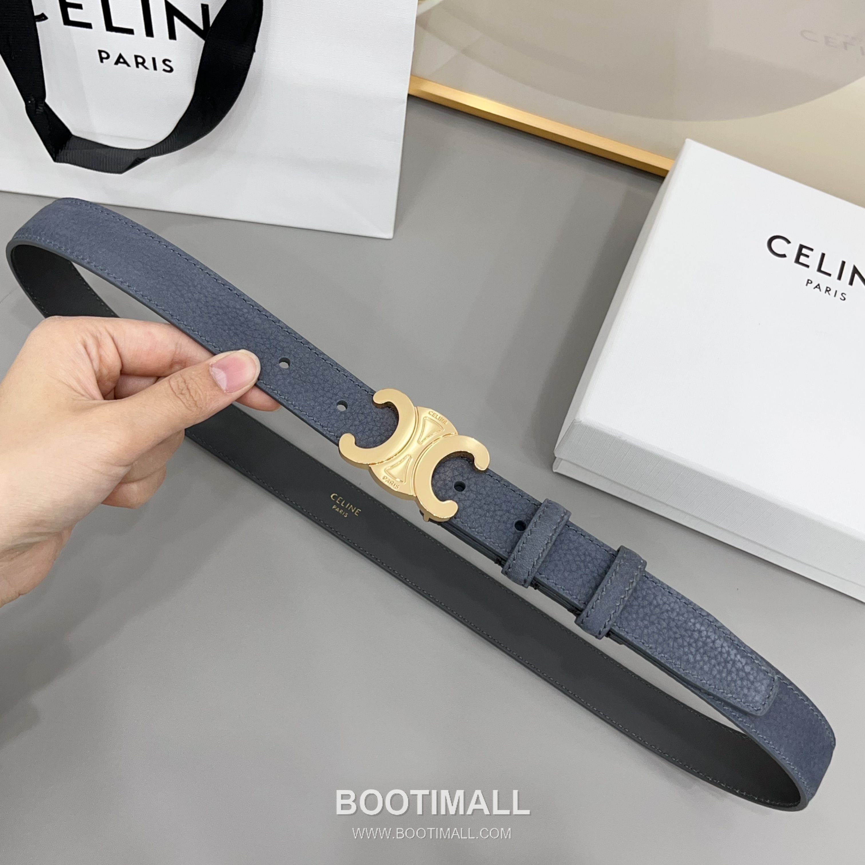 Celine Triomphe Suede Leather Belt with Triomphe Buckle Gold-Plated 셀린느 트리옹프 스웨이드 레더 벨트 트리옹프 버클 황동 베이스 금도금 2.5cm 1