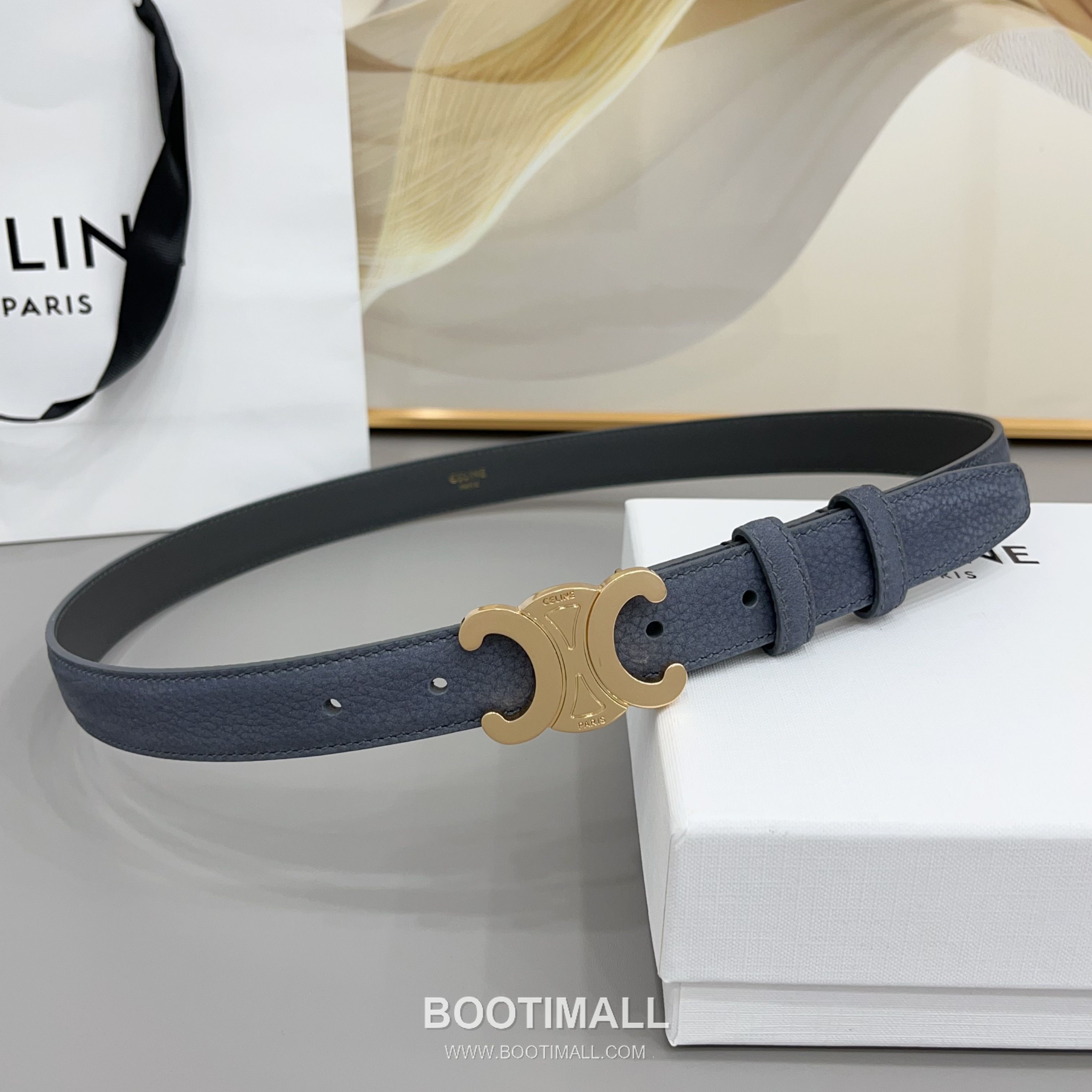 Celine Triomphe Suede Leather Belt with Triomphe Buckle Gold-Plated 셀린느 트리옹프 스웨이드 레더 벨트 트리옹프 버클 황동 베이스 금도금 2.5cm 2