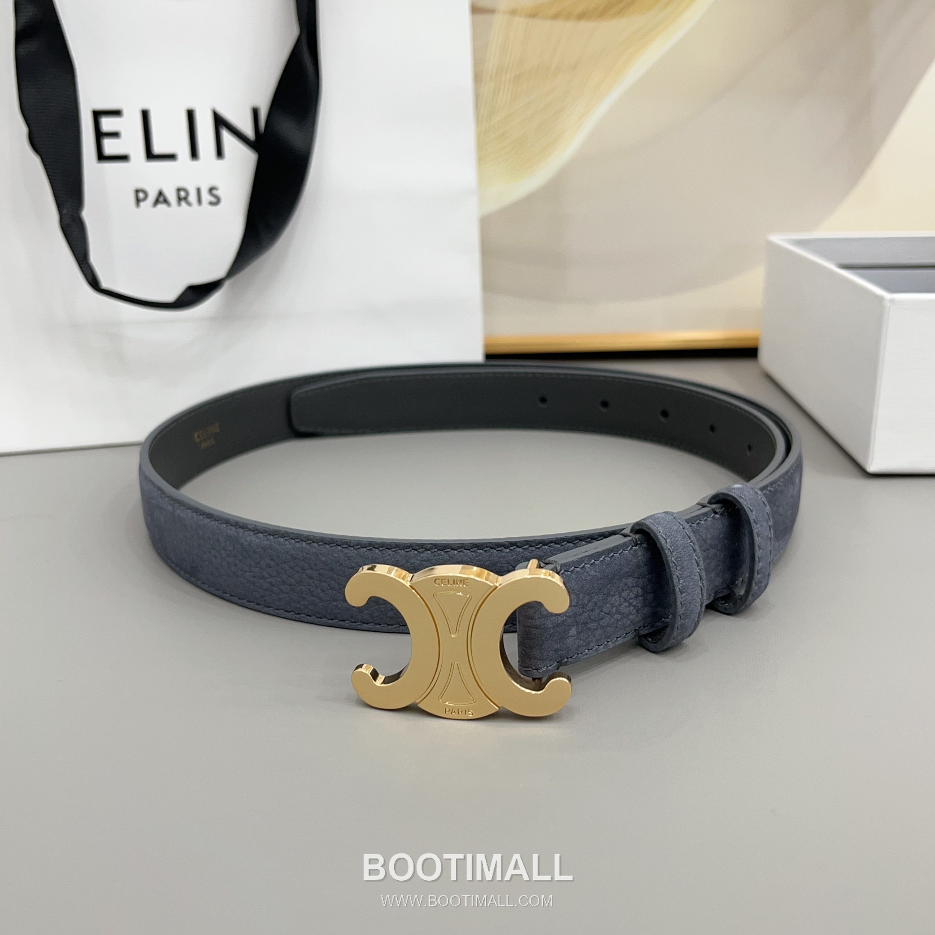 Celine Triomphe Suede Leather Belt with Triomphe Buckle Gold-Plated 셀린느 트리옹프 스웨이드 레더 벨트 트리옹프 버클 황동 베이스 금도금 2.5cm 4