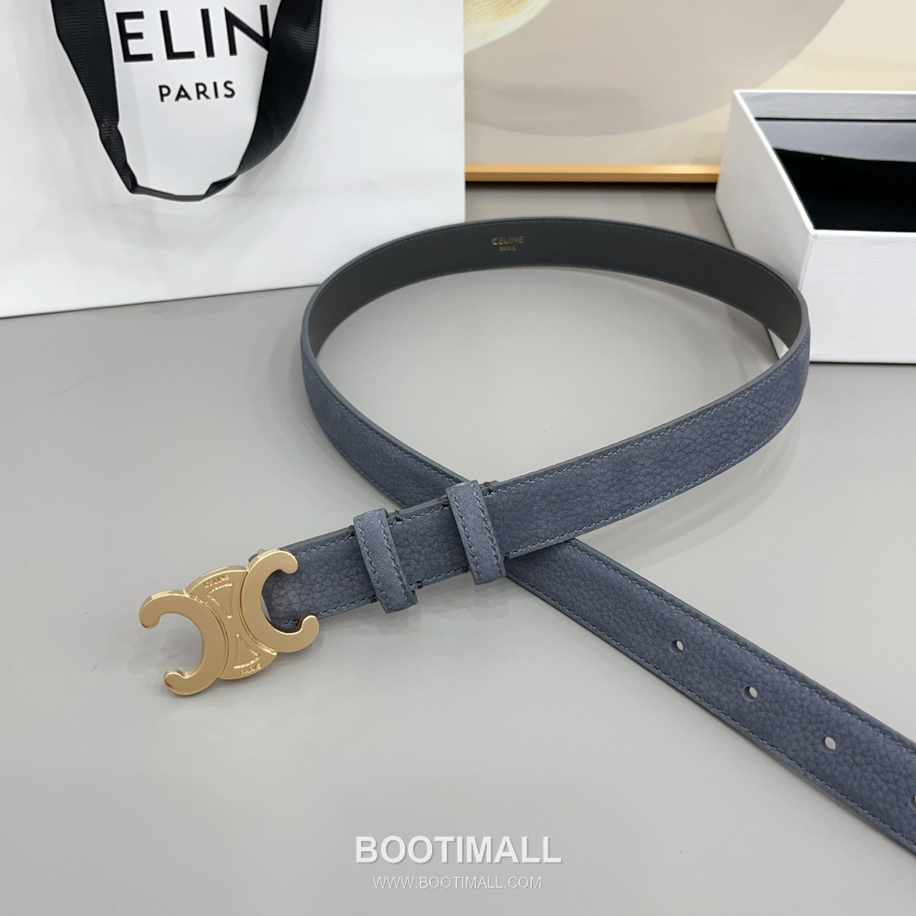 Celine Triomphe Suede Leather Belt with Triomphe Buckle Gold-Plated 셀린느 트리옹프 스웨이드 레더 벨트 트리옹프 버클 황동 베이스 금도금 2.5cm 5