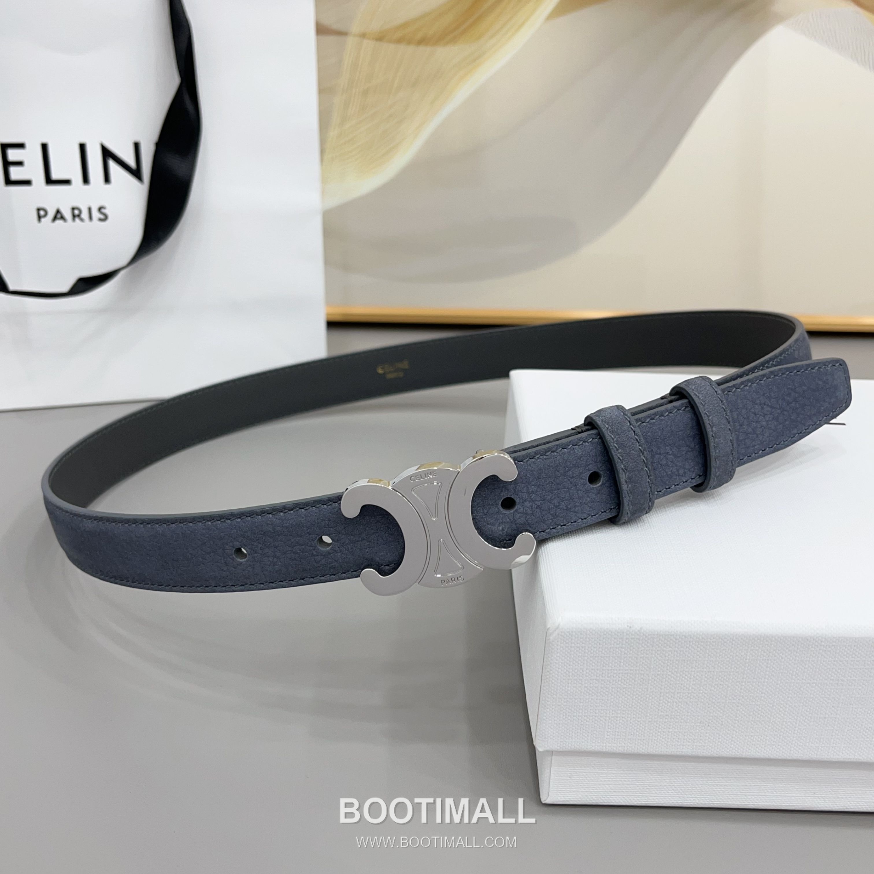 Celine Triomphe Suede Leather Belt with Triomphe Buckle Gold-Plated 셀린느 트리옹프 스웨이드 레더 벨트 트리옹프 버클 황동 베이스 금도금 2.5cm 2
