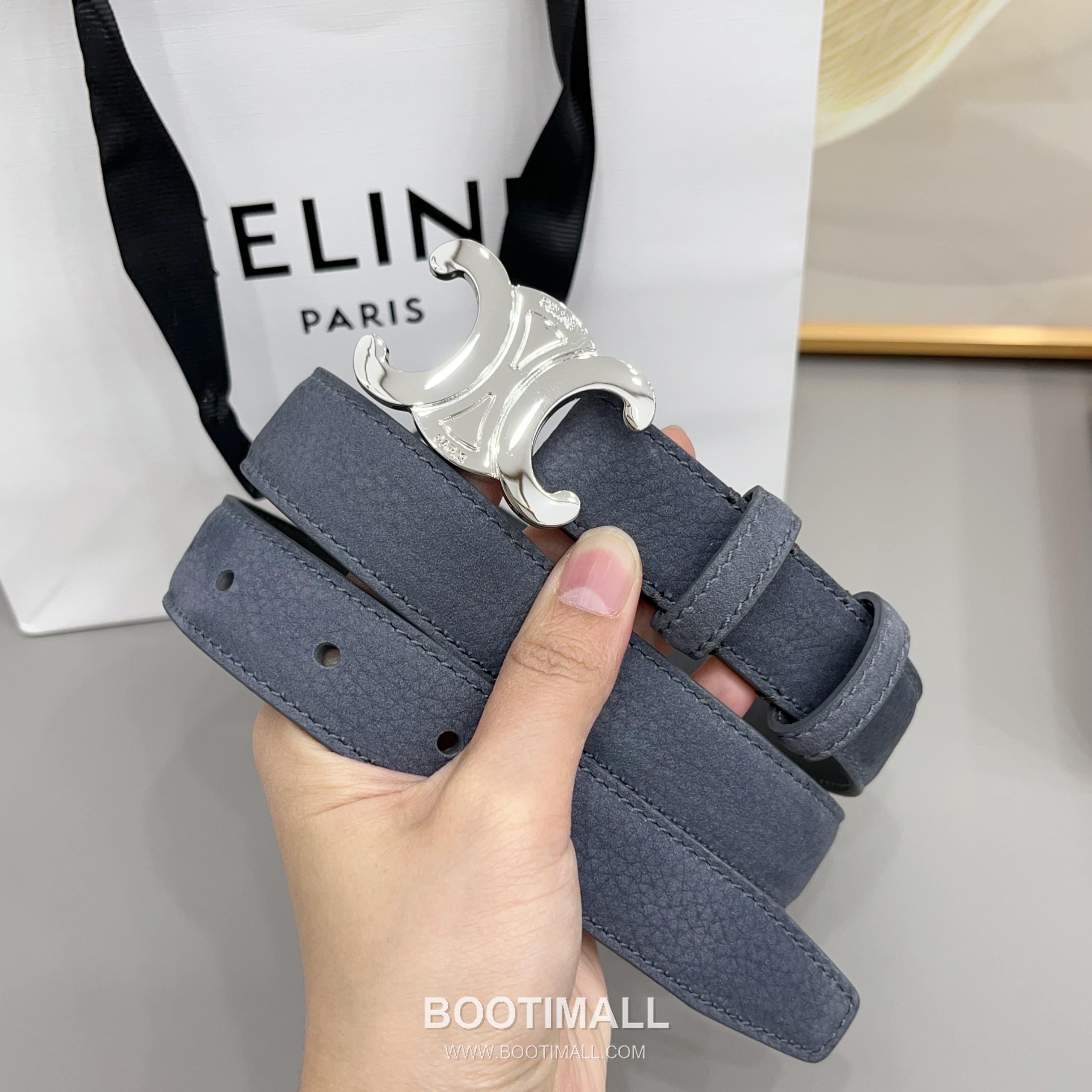 Celine Triomphe Suede Leather Belt with Triomphe Buckle Gold-Plated 셀린느 트리옹프 스웨이드 레더 벨트 트리옹프 버클 황동 베이스 금도금 2.5cm 3