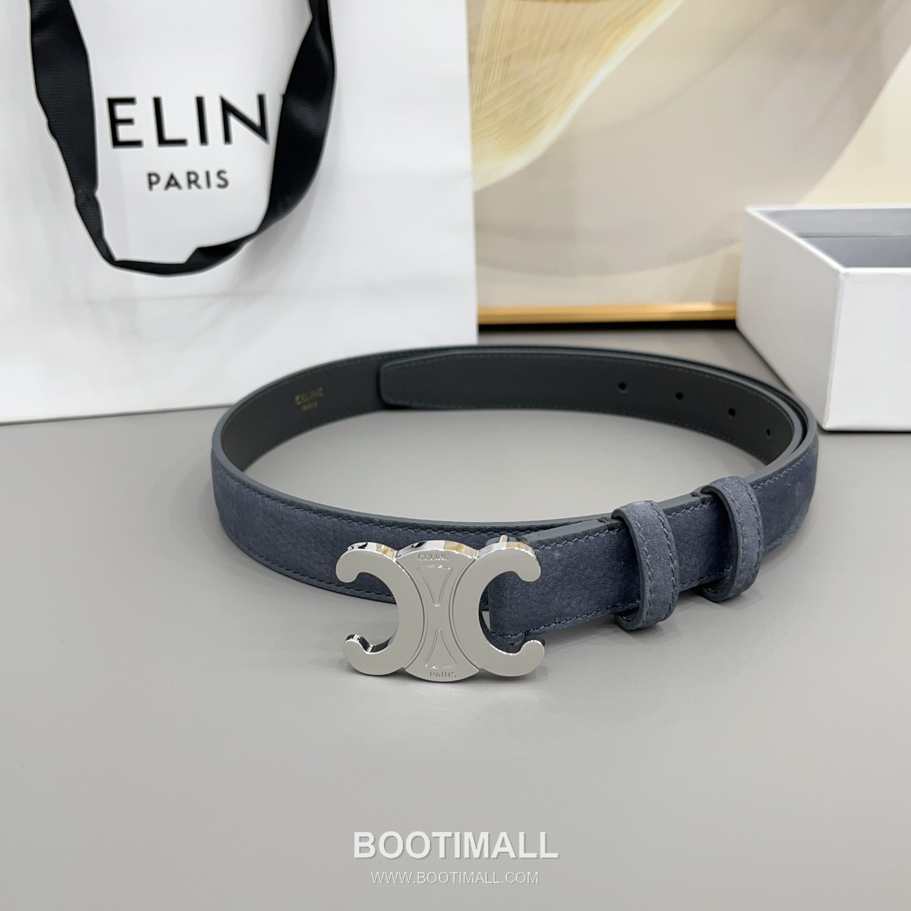 Celine Triomphe Suede Leather Belt with Triomphe Buckle Gold-Plated 셀린느 트리옹프 스웨이드 레더 벨트 트리옹프 버클 황동 베이스 금도금 2.5cm 4