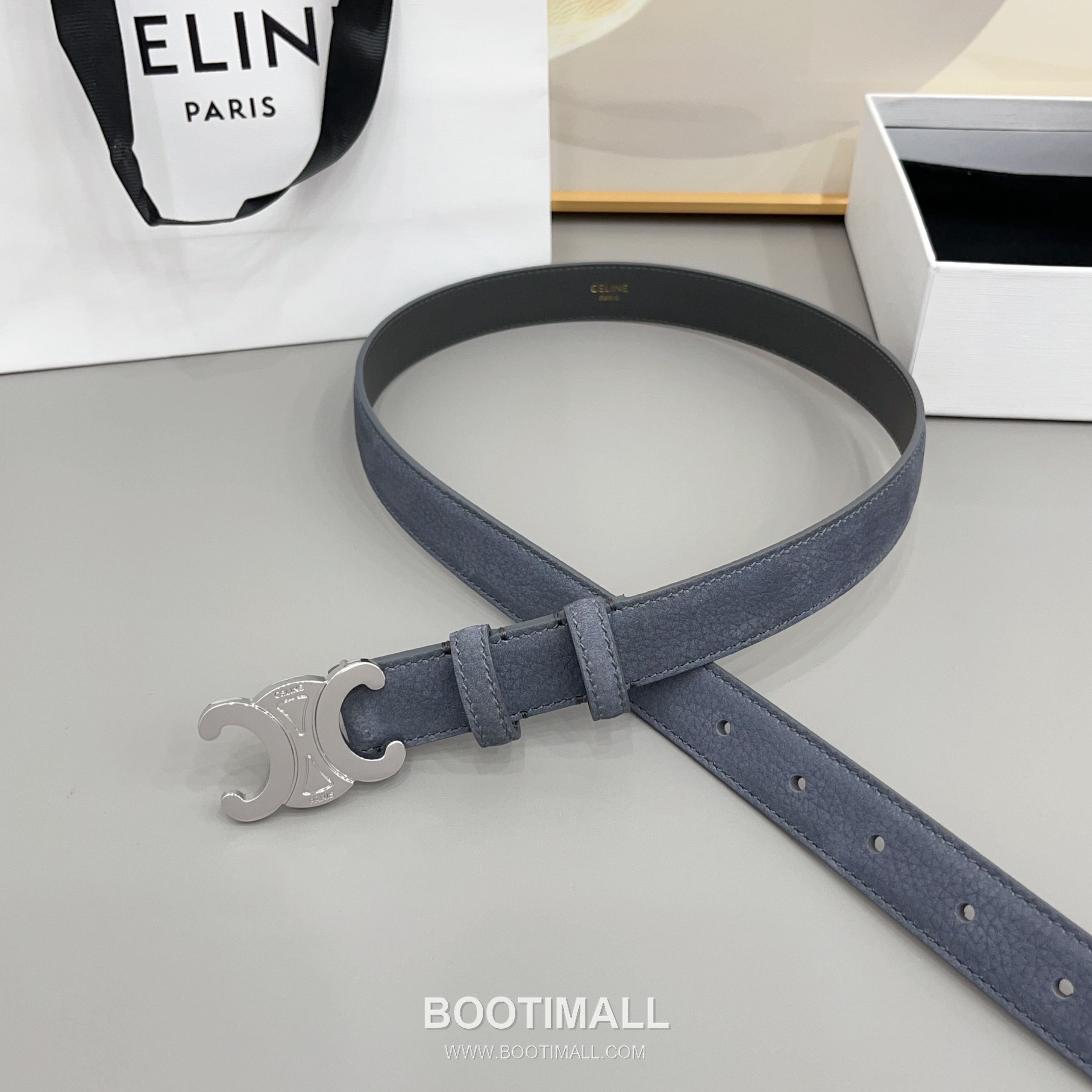 Celine Triomphe Suede Leather Belt with Triomphe Buckle Gold-Plated 셀린느 트리옹프 스웨이드 레더 벨트 트리옹프 버클 황동 베이스 금도금 2.5cm 5