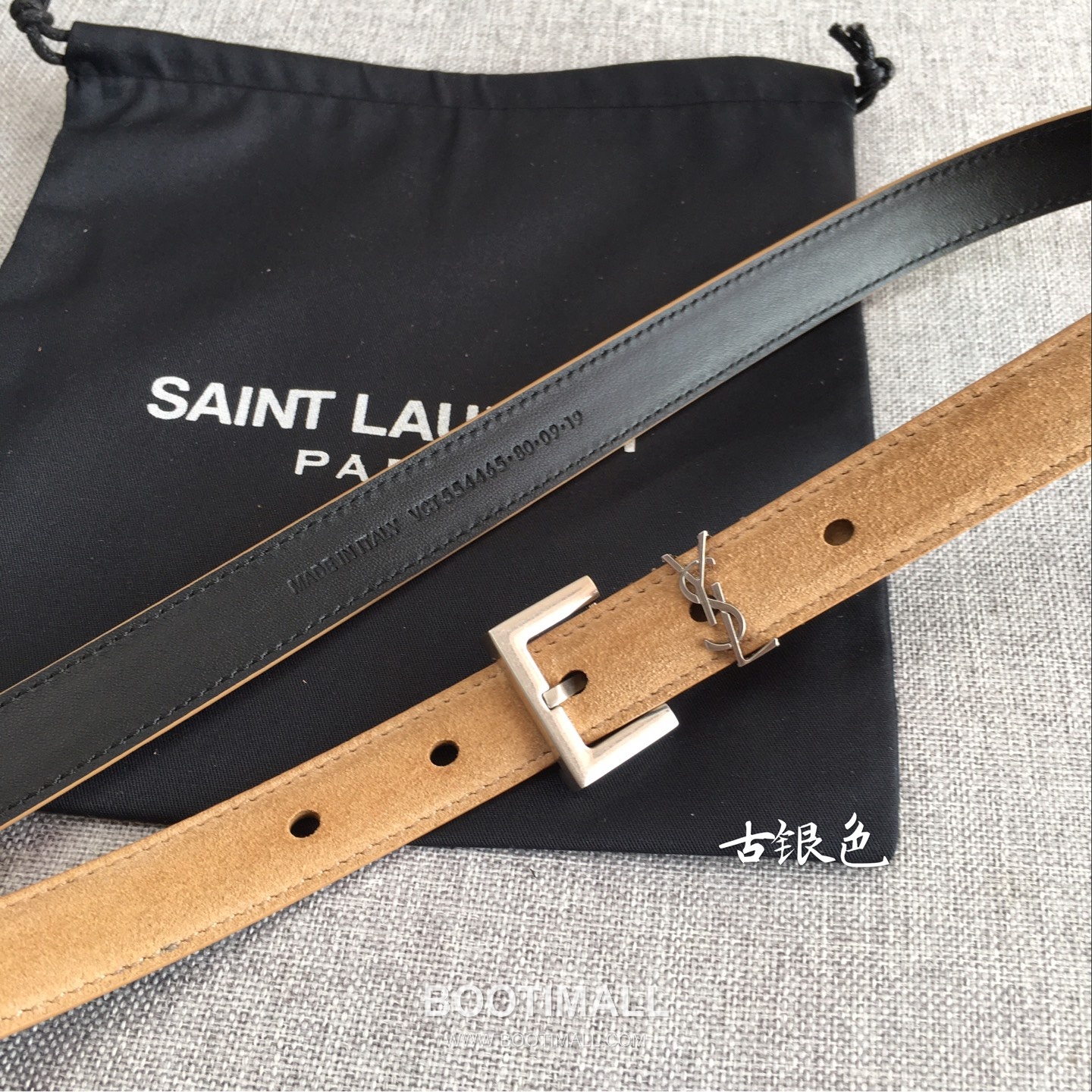 Saint Laurent Calfskin Leather Belt with YSL Logo Buckle Gold-Plated 생로랑 카프스킨 레더 벨트 YSL 로고 버클 황동 베이스 금도금 2.0cm 3