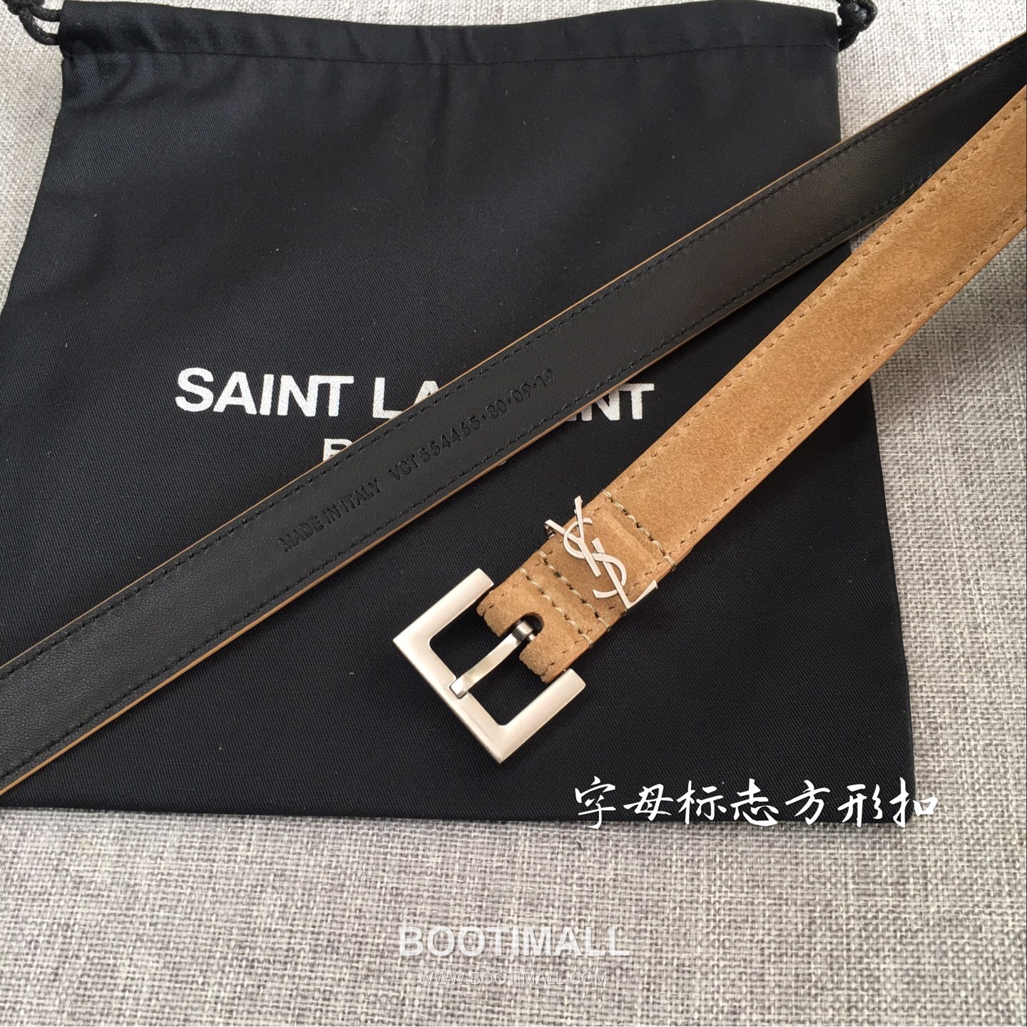 Saint Laurent Calfskin Leather Belt with YSL Logo Buckle Gold-Plated 생로랑 카프스킨 레더 벨트 YSL 로고 버클 황동 베이스 금도금 2.0cm 4