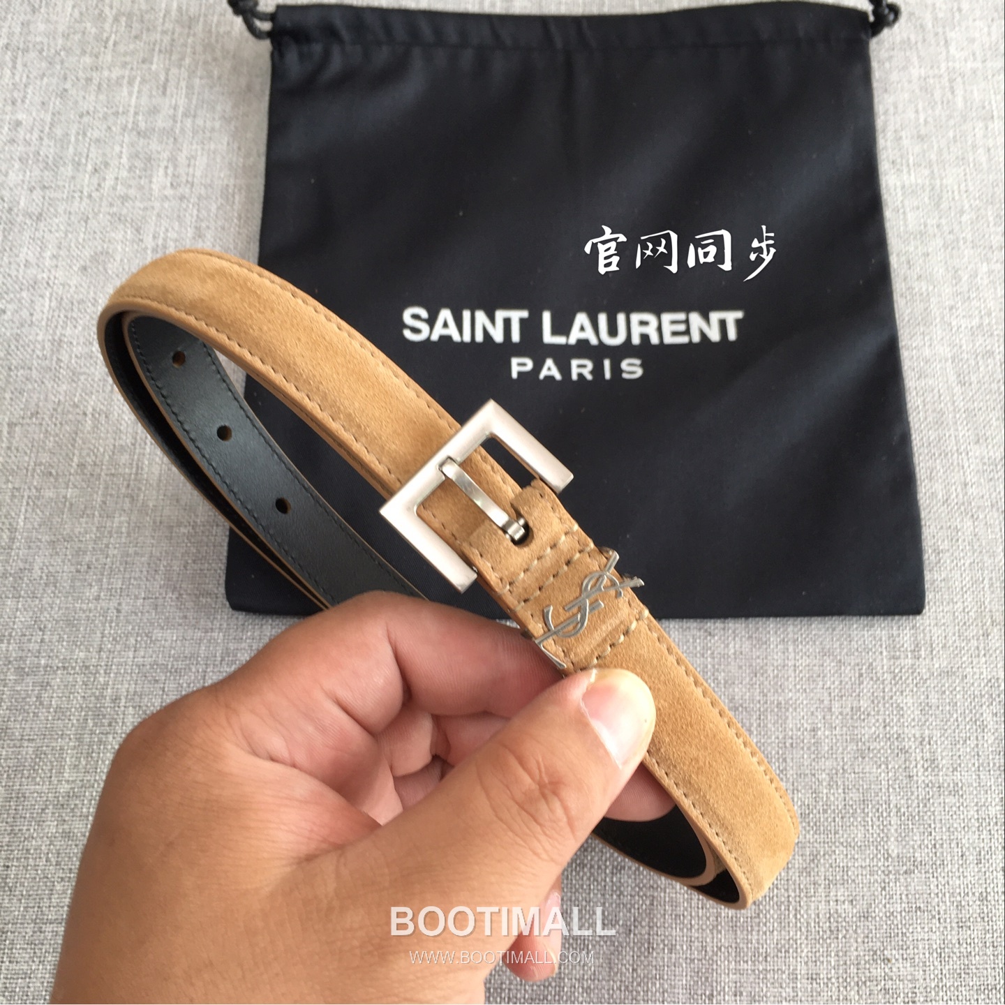 Saint Laurent Calfskin Leather Belt with YSL Logo Buckle Gold-Plated 생로랑 카프스킨 레더 벨트 YSL 로고 버클 황동 베이스 금도금 2.0cm 5