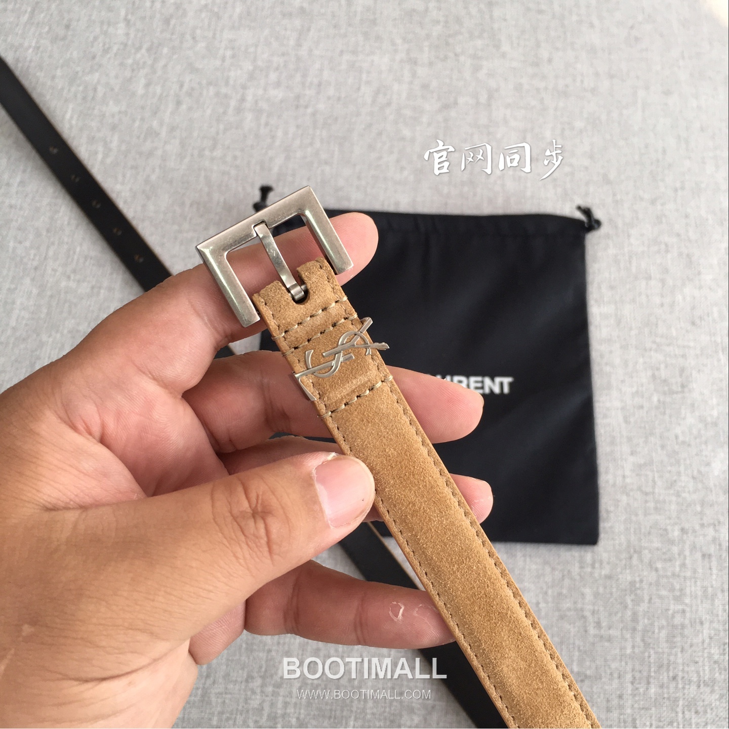 Saint Laurent Calfskin Leather Belt with YSL Logo Buckle Gold-Plated 생로랑 카프스킨 레더 벨트 YSL 로고 버클 황동 베이스 금도금 2.0cm 6