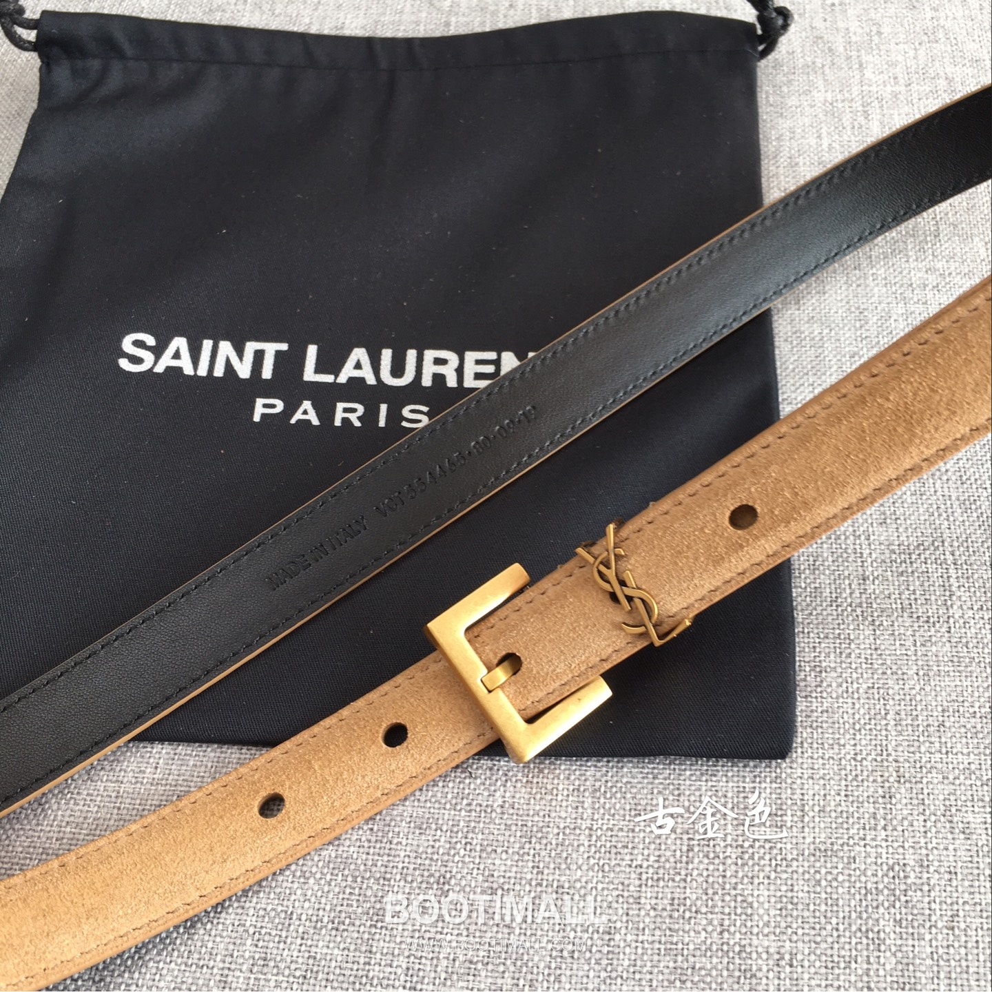 Saint Laurent Calfskin Leather Belt with YSL Logo Buckle Gold-Plated 생로랑 카프스킨 레더 벨트 YSL 로고 버클 황동 베이스 금도금 2.0cm 3