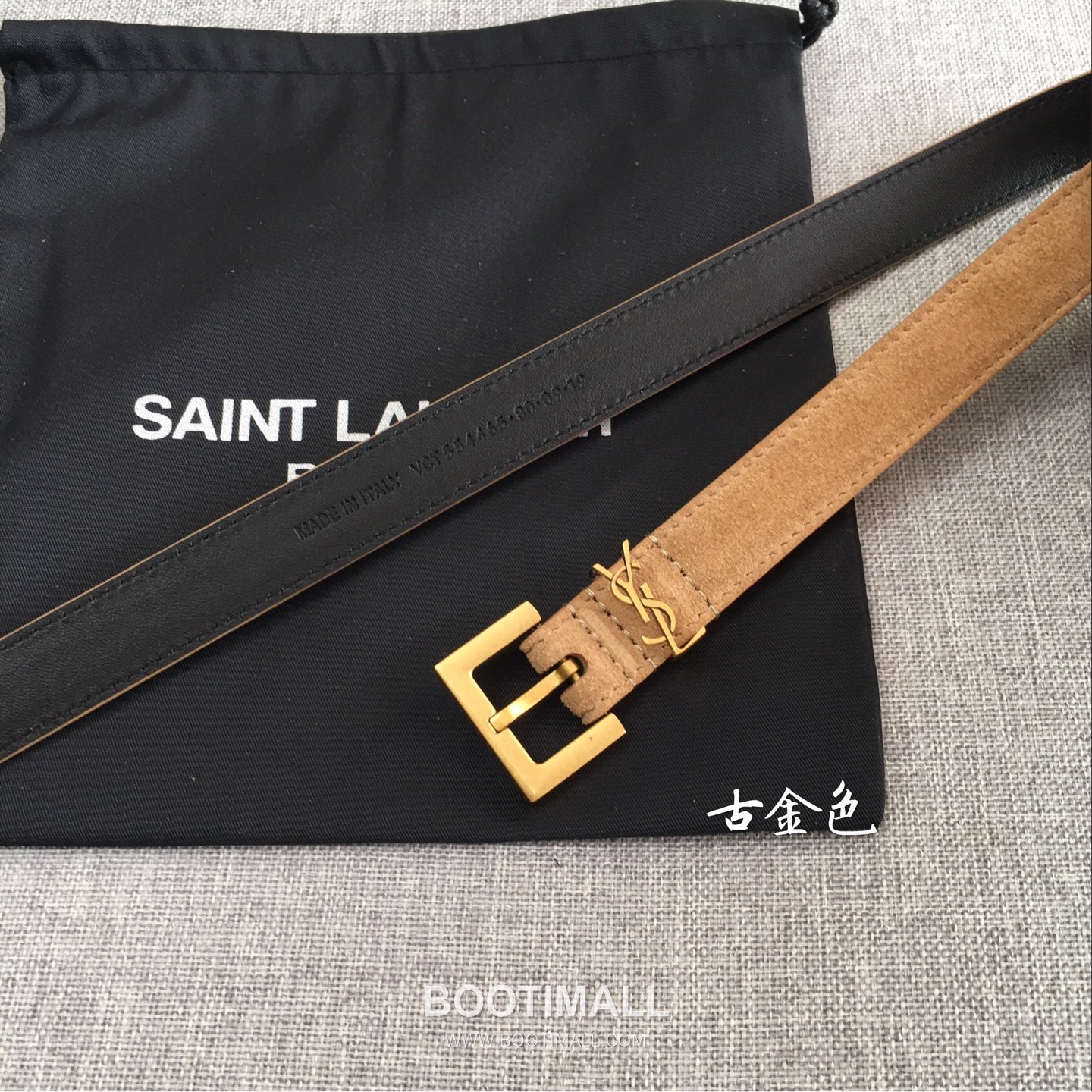 Saint Laurent Calfskin Leather Belt with YSL Logo Buckle Gold-Plated 생로랑 카프스킨 레더 벨트 YSL 로고 버클 황동 베이스 금도금 2.0cm 4