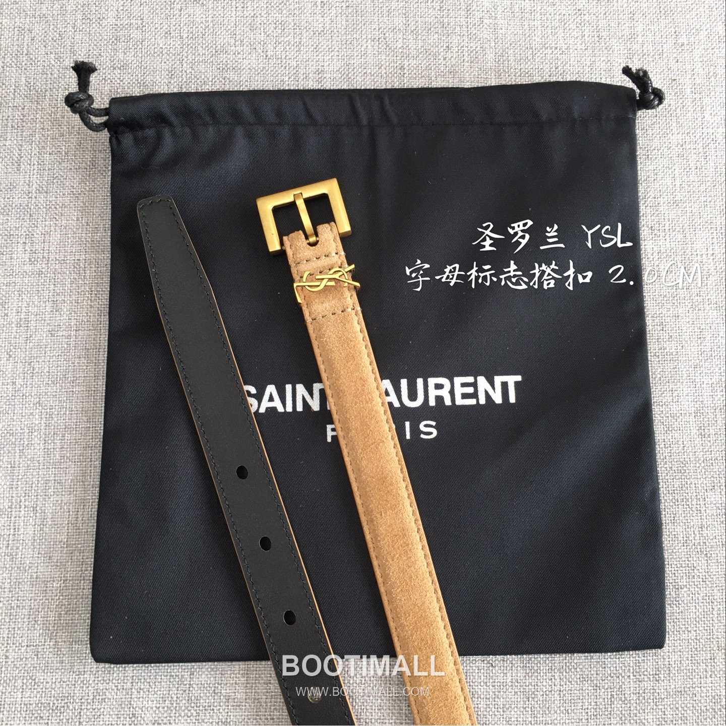 Saint Laurent Calfskin Leather Belt with YSL Logo Buckle Gold-Plated 생로랑 카프스킨 레더 벨트 YSL 로고 버클 황동 베이스 금도금 2.0cm 5
