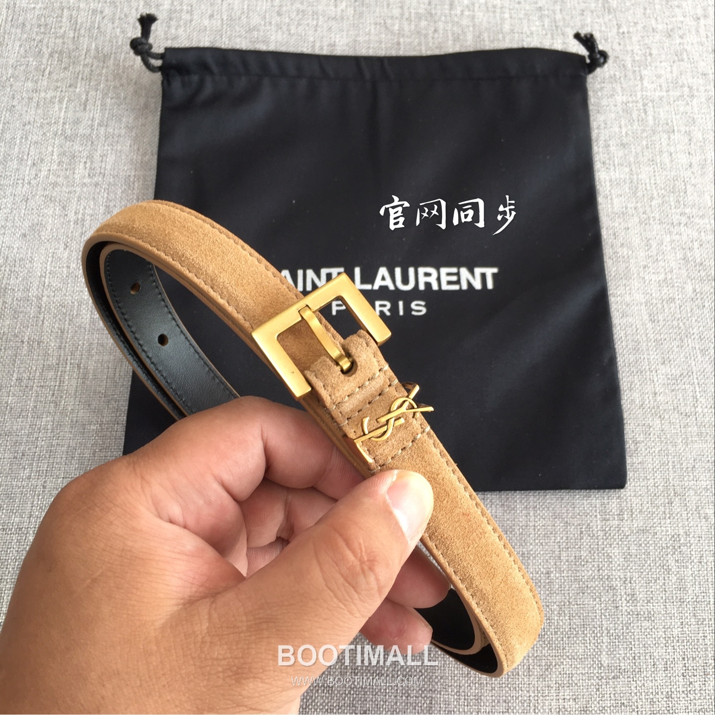 Saint Laurent Calfskin Leather Belt with YSL Logo Buckle Gold-Plated 생로랑 카프스킨 레더 벨트 YSL 로고 버클 황동 베이스 금도금 2.0cm 6