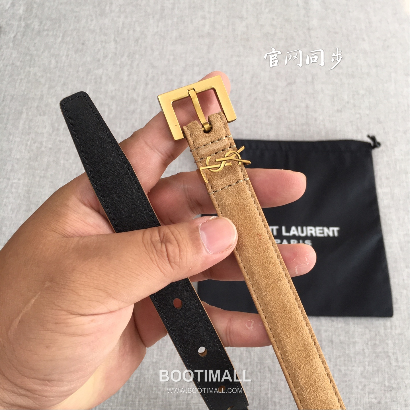 Saint Laurent Calfskin Leather Belt with YSL Logo Buckle Gold-Plated 생로랑 카프스킨 레더 벨트 YSL 로고 버클 황동 베이스 금도금 2.0cm 7