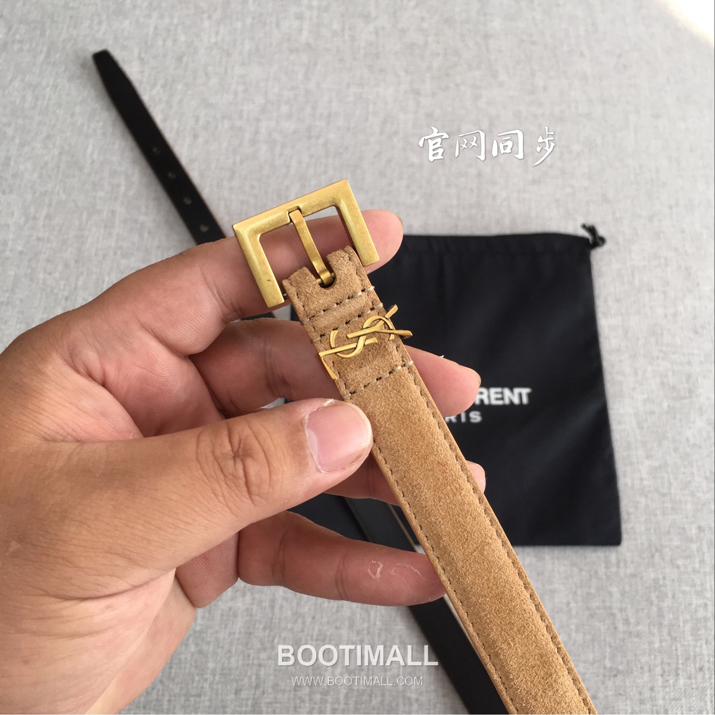 Saint Laurent Calfskin Leather Belt with YSL Logo Buckle Gold-Plated 생로랑 카프스킨 레더 벨트 YSL 로고 버클 황동 베이스 금도금 2.0cm 8