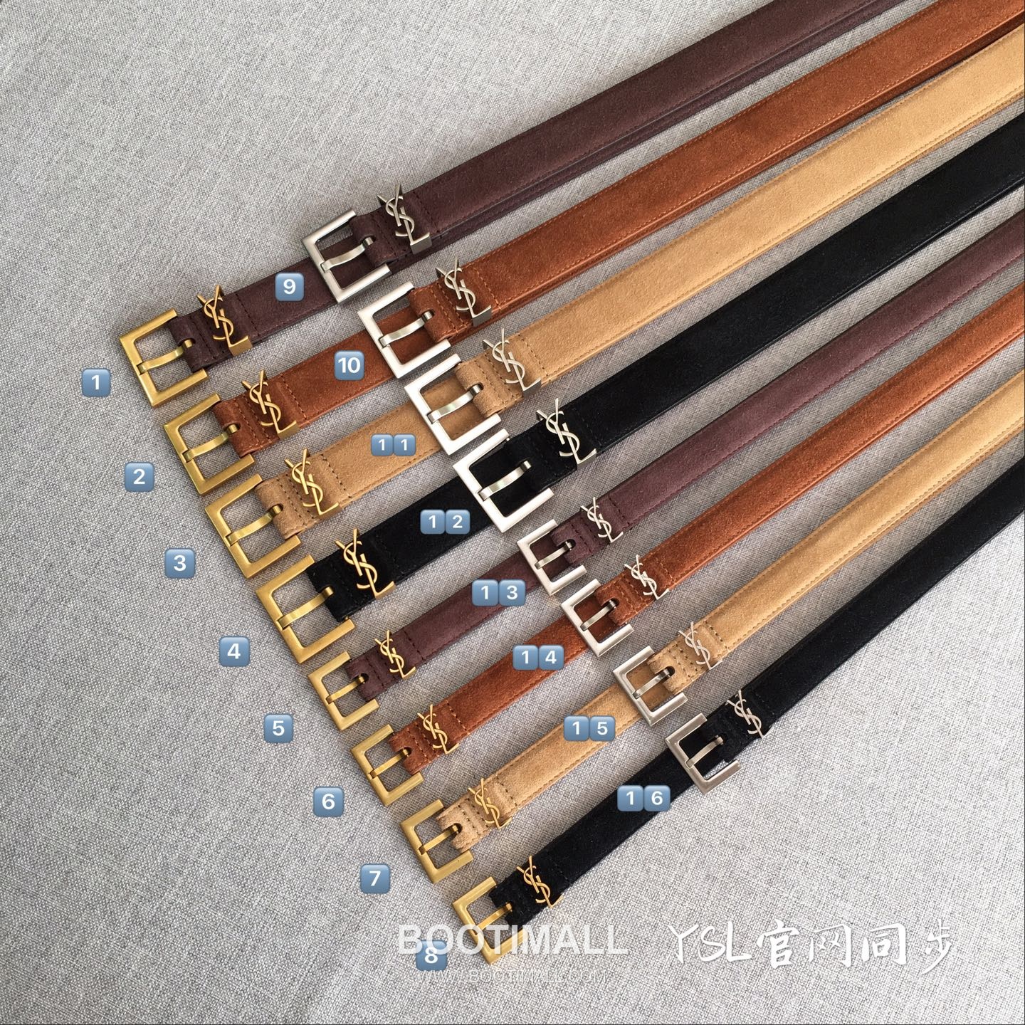 Saint Laurent Calfskin Leather Belt with YSL Logo Buckle Gold-Plated 생로랑 카프스킨 레더 벨트 YSL 로고 버클 황동 베이스 금도금 2.0cm 9