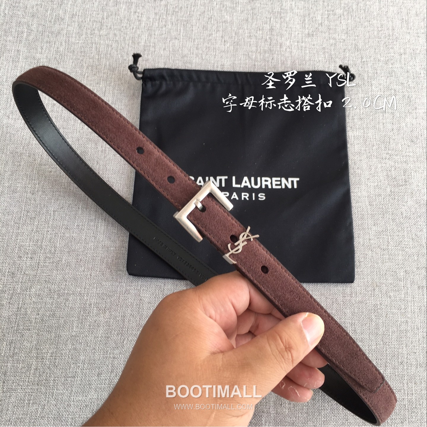 Saint Laurent Calfskin Leather Belt with YSL Logo Buckle Gold-Plated 생로랑 카프스킨 레더 벨트 YSL 로고 버클 황동 베이스 금도금 2.0cm 1