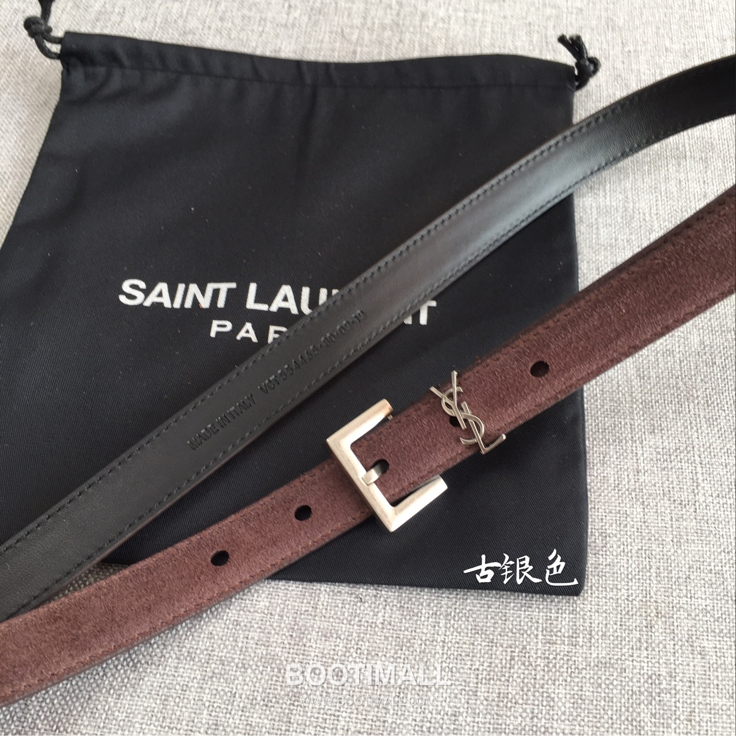 Saint Laurent Calfskin Leather Belt with YSL Logo Buckle Gold-Plated 생로랑 카프스킨 레더 벨트 YSL 로고 버클 황동 베이스 금도금 2.0cm 3