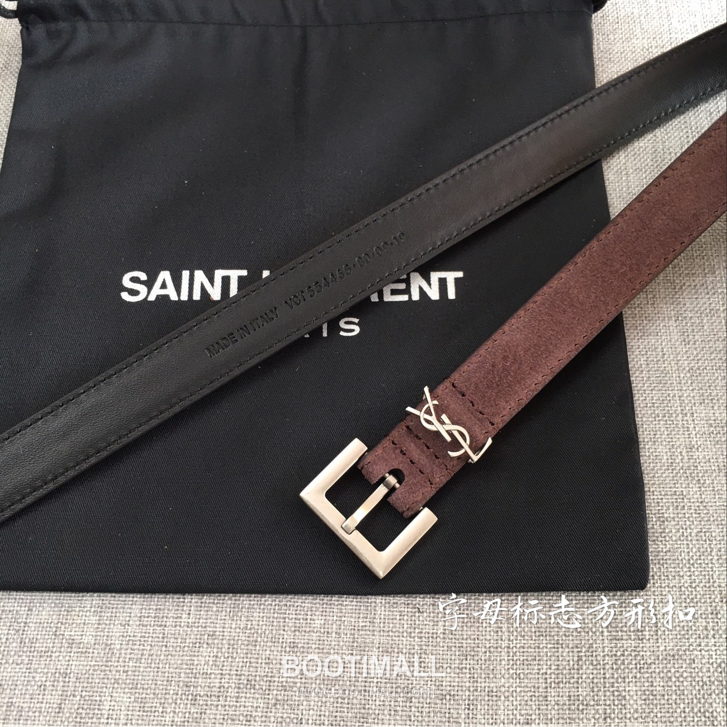 Saint Laurent Calfskin Leather Belt with YSL Logo Buckle Gold-Plated 생로랑 카프스킨 레더 벨트 YSL 로고 버클 황동 베이스 금도금 2.0cm 4