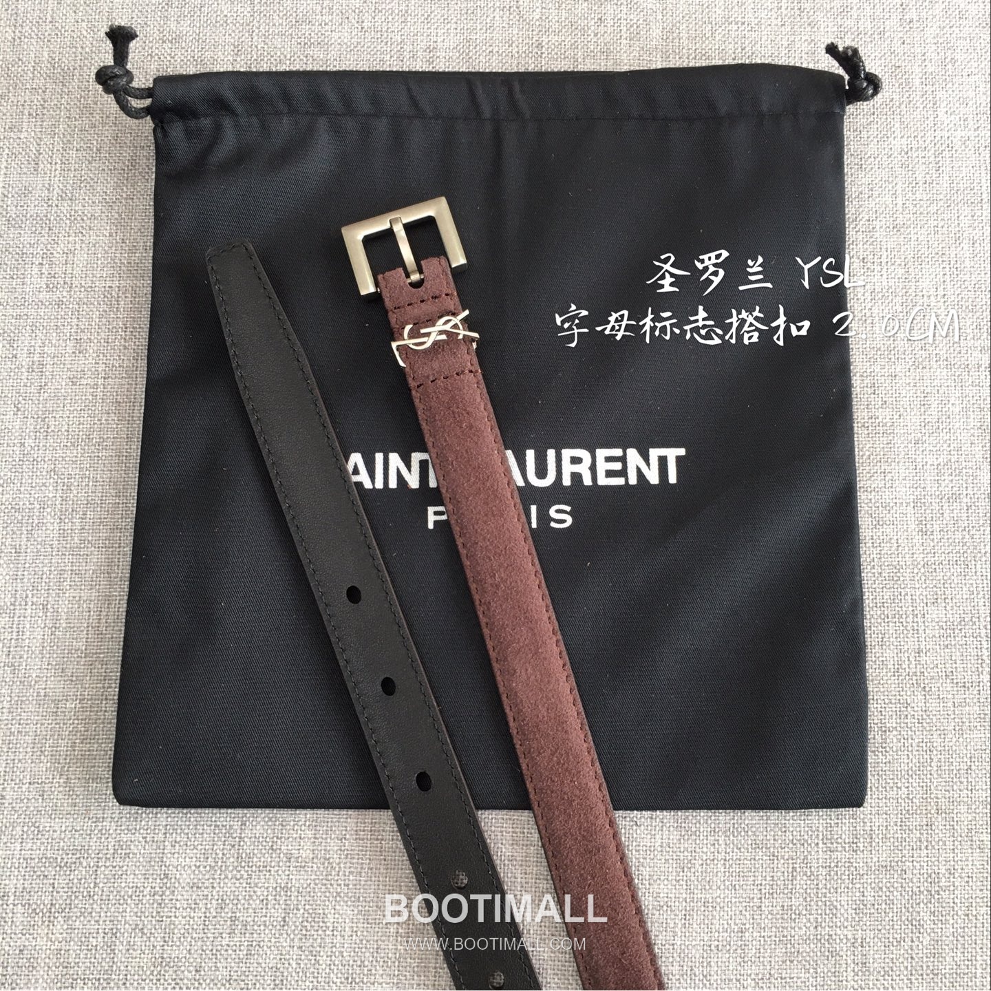 Saint Laurent Calfskin Leather Belt with YSL Logo Buckle Gold-Plated 생로랑 카프스킨 레더 벨트 YSL 로고 버클 황동 베이스 금도금 2.0cm 5