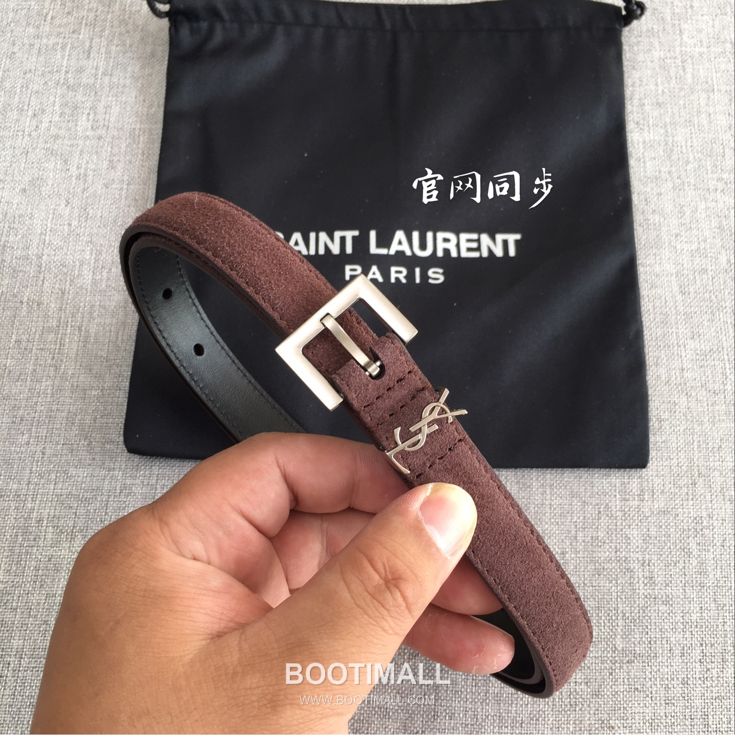 Saint Laurent Calfskin Leather Belt with YSL Logo Buckle Gold-Plated 생로랑 카프스킨 레더 벨트 YSL 로고 버클 황동 베이스 금도금 2.0cm 6