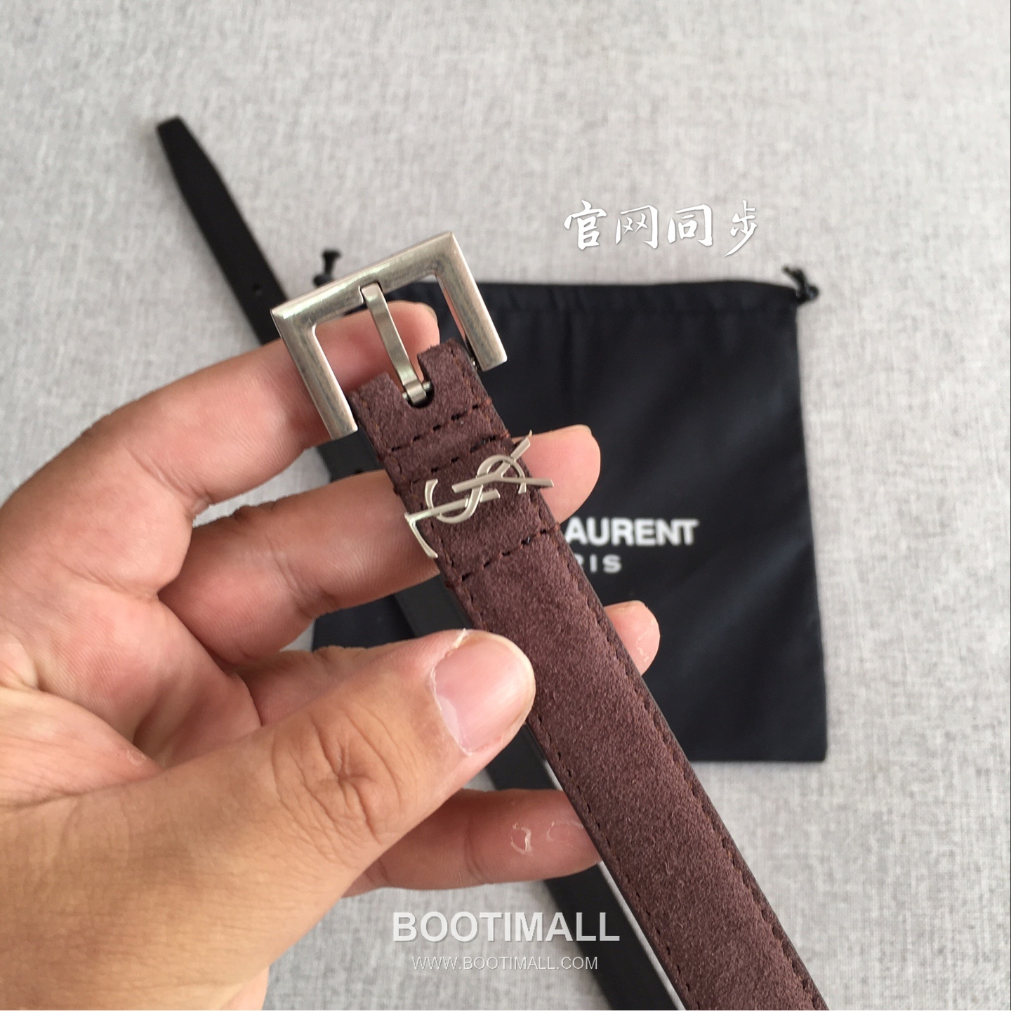 Saint Laurent Calfskin Leather Belt with YSL Logo Buckle Gold-Plated 생로랑 카프스킨 레더 벨트 YSL 로고 버클 황동 베이스 금도금 2.0cm 7