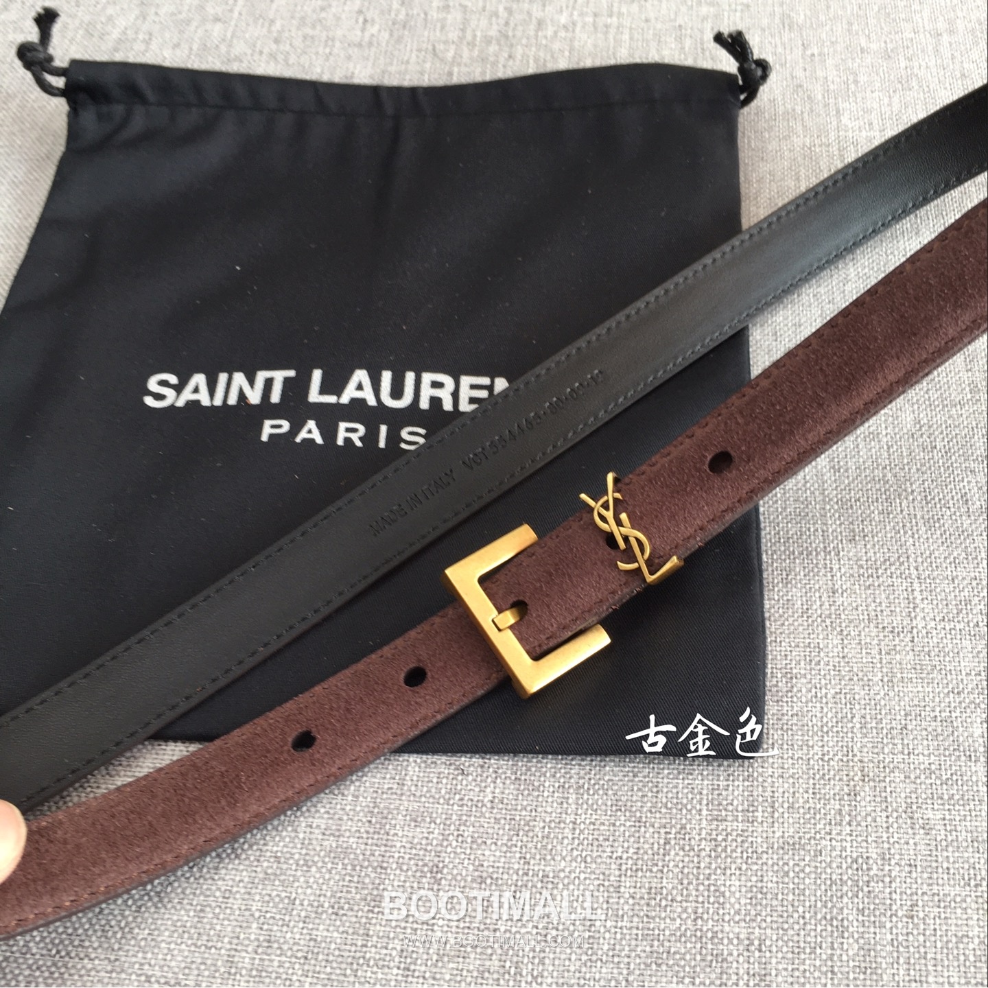 Saint Laurent Calfskin Leather Belt with YSL Logo Buckle Gold-Plated 생로랑 카프스킨 레더 벨트 YSL 로고 버클 황동 베이스 금도금 2.0cm 3
