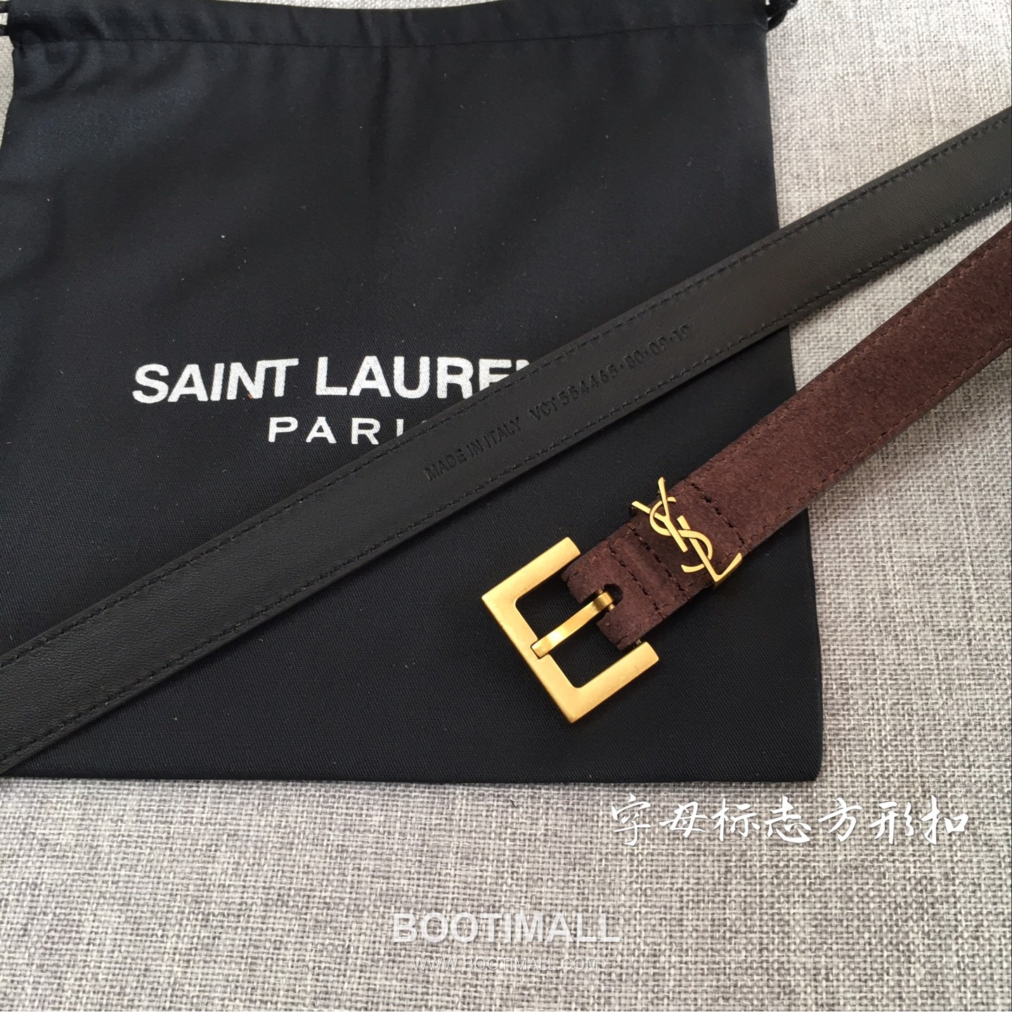 Saint Laurent Calfskin Leather Belt with YSL Logo Buckle Gold-Plated 생로랑 카프스킨 레더 벨트 YSL 로고 버클 황동 베이스 금도금 2.0cm 4