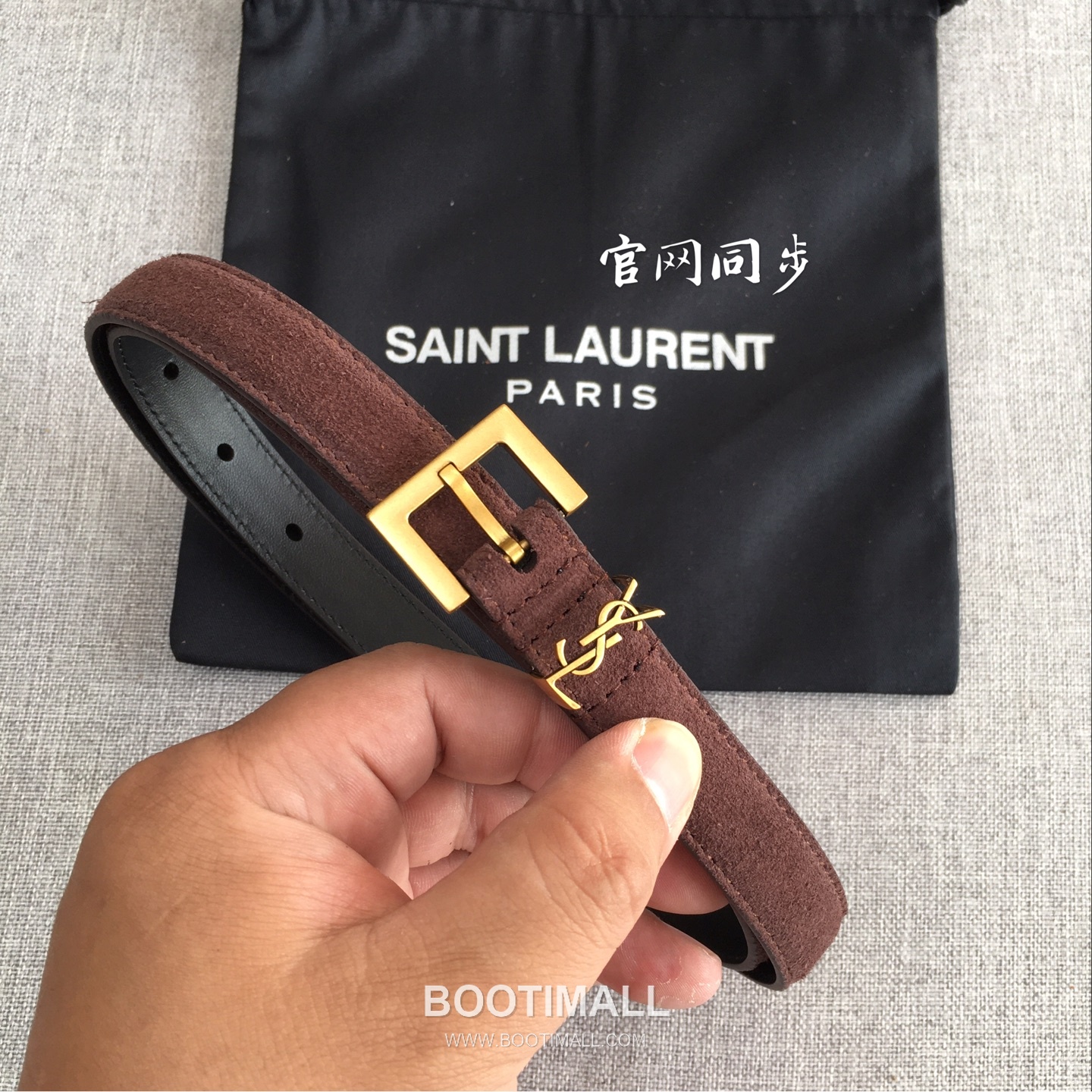 Saint Laurent Calfskin Leather Belt with YSL Logo Buckle Gold-Plated 생로랑 카프스킨 레더 벨트 YSL 로고 버클 황동 베이스 금도금 2.0cm 6