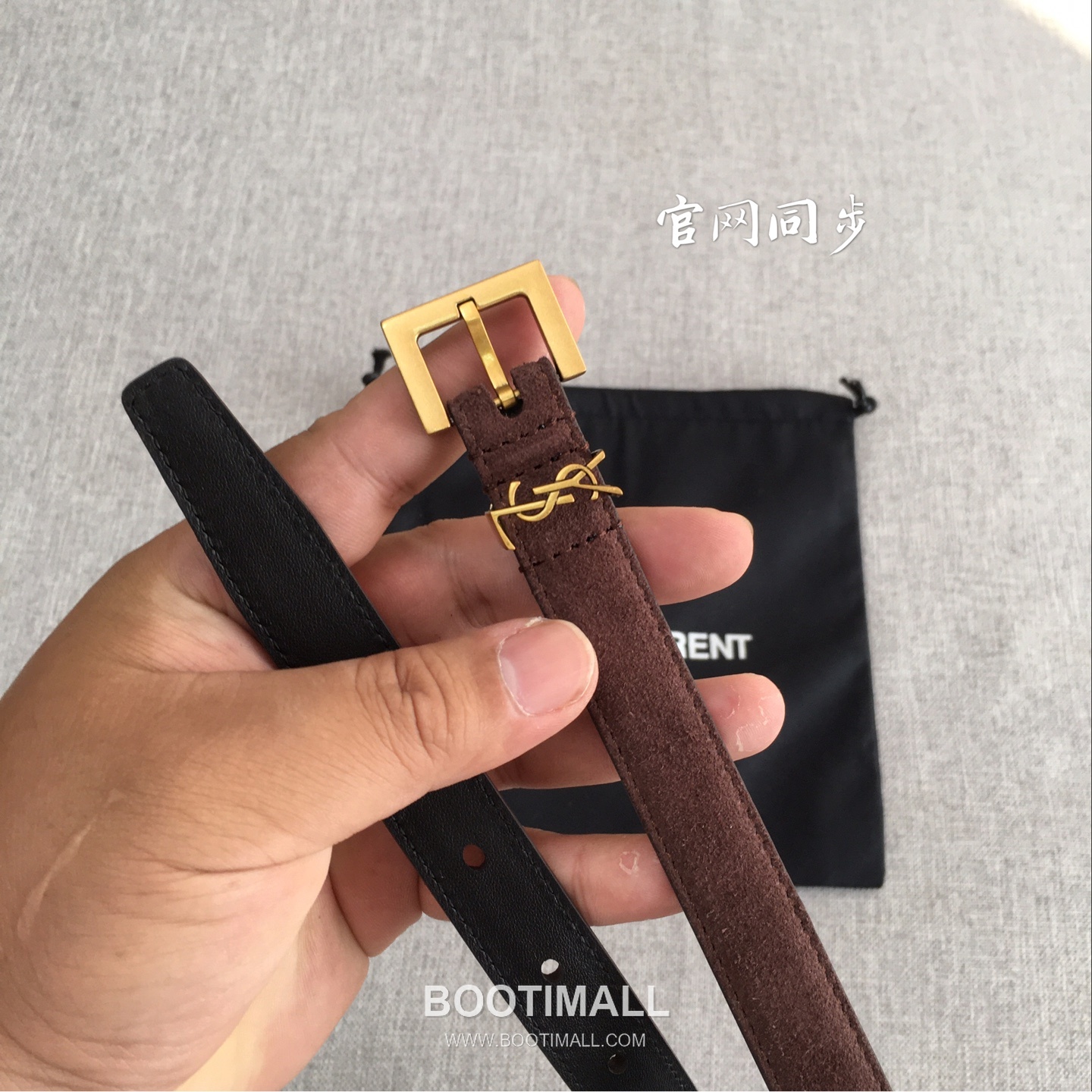 Saint Laurent Calfskin Leather Belt with YSL Logo Buckle Gold-Plated 생로랑 카프스킨 레더 벨트 YSL 로고 버클 황동 베이스 금도금 2.0cm 7
