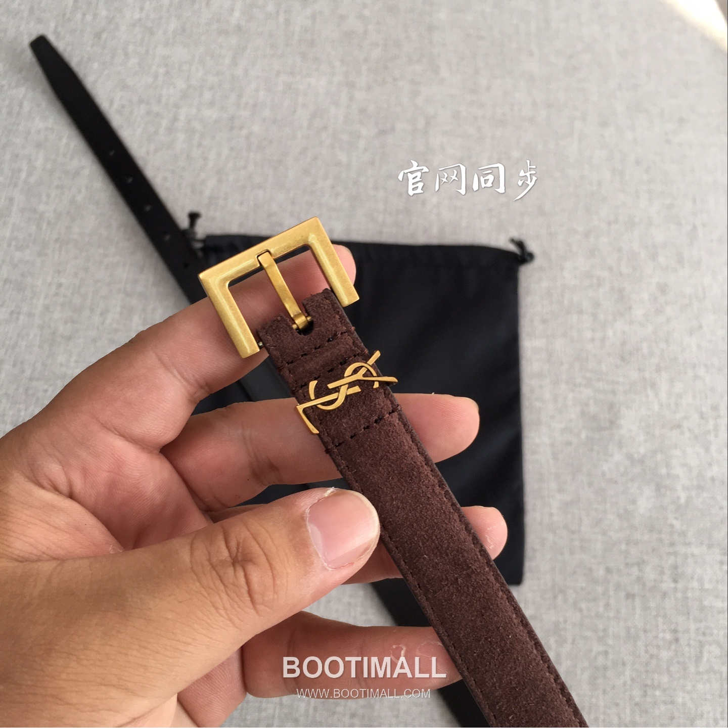 Saint Laurent Calfskin Leather Belt with YSL Logo Buckle Gold-Plated 생로랑 카프스킨 레더 벨트 YSL 로고 버클 황동 베이스 금도금 2.0cm 8