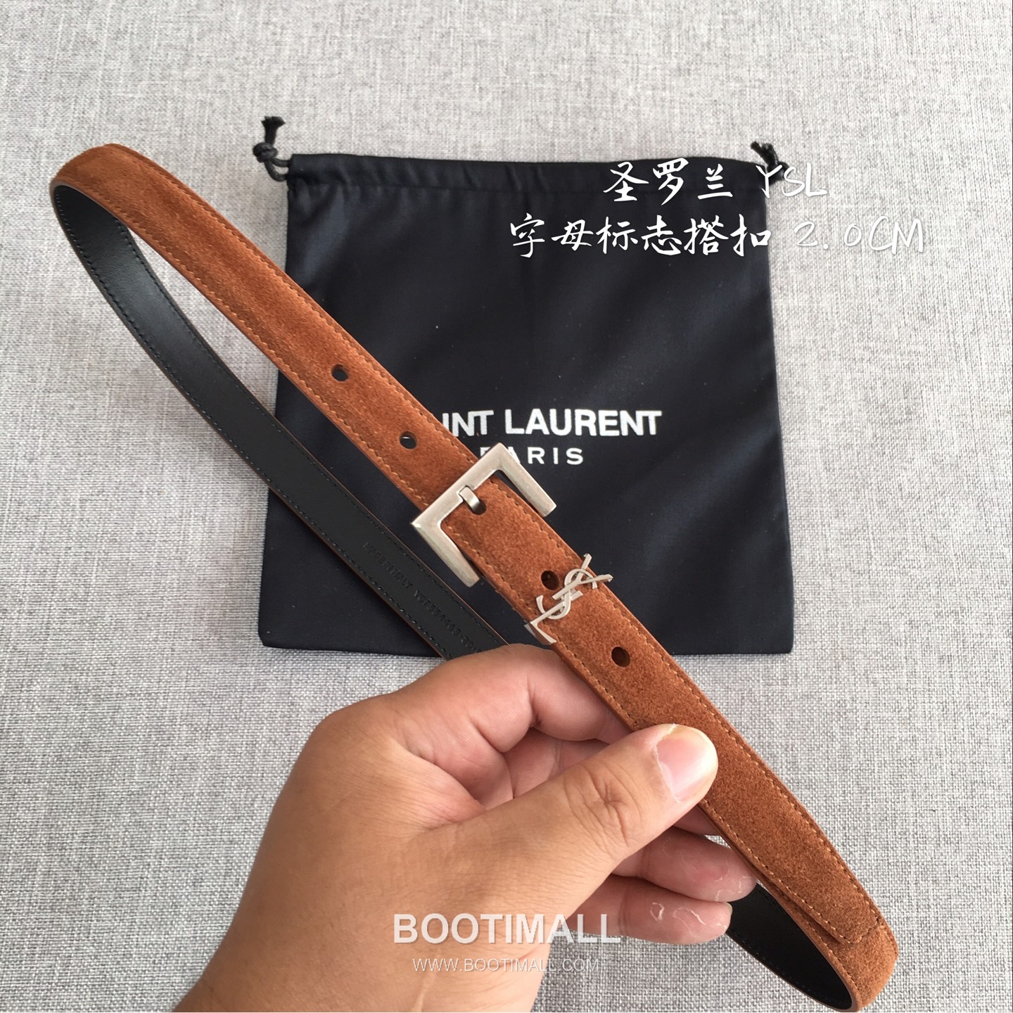 Saint Laurent Calfskin Leather Belt with YSL Logo Buckle Gold-Plated 생로랑 카프스킨 레더 벨트 YSL 로고 버클 황동 베이스 금도금 2.0cm 1