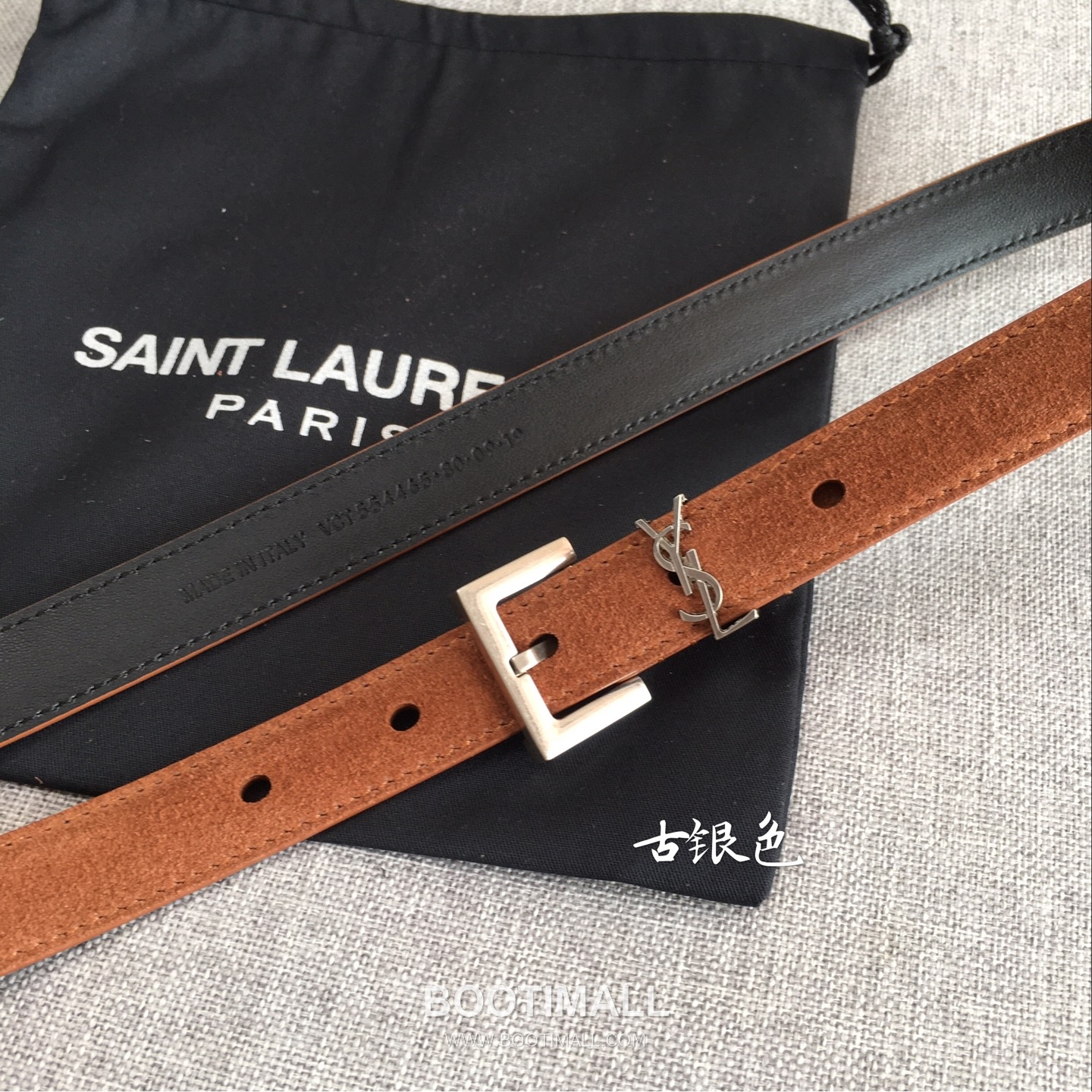 Saint Laurent Calfskin Leather Belt with YSL Logo Buckle Gold-Plated 생로랑 카프스킨 레더 벨트 YSL 로고 버클 황동 베이스 금도금 2.0cm 3