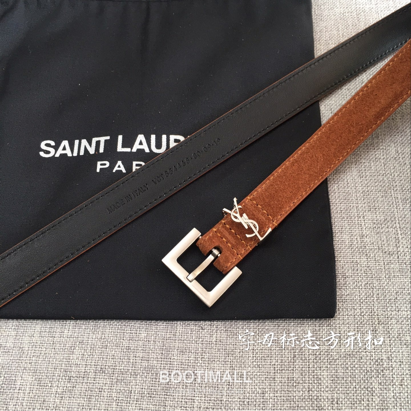 Saint Laurent Calfskin Leather Belt with YSL Logo Buckle Gold-Plated 생로랑 카프스킨 레더 벨트 YSL 로고 버클 황동 베이스 금도금 2.0cm 4