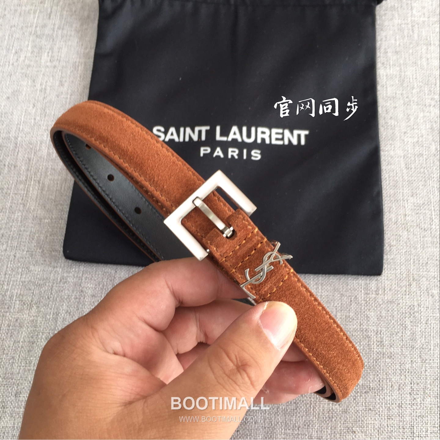 Saint Laurent Calfskin Leather Belt with YSL Logo Buckle Gold-Plated 생로랑 카프스킨 레더 벨트 YSL 로고 버클 황동 베이스 금도금 2.0cm 5