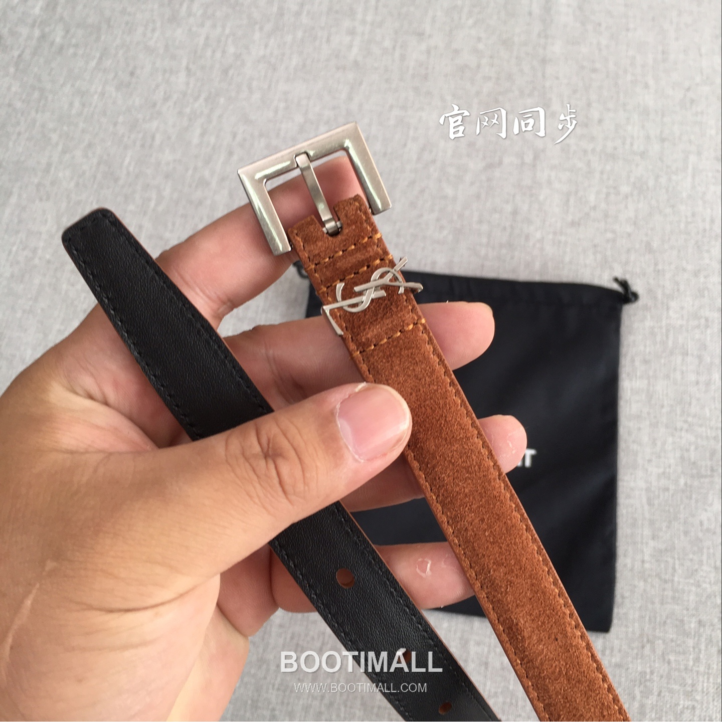 Saint Laurent Calfskin Leather Belt with YSL Logo Buckle Gold-Plated 생로랑 카프스킨 레더 벨트 YSL 로고 버클 황동 베이스 금도금 2.0cm 6