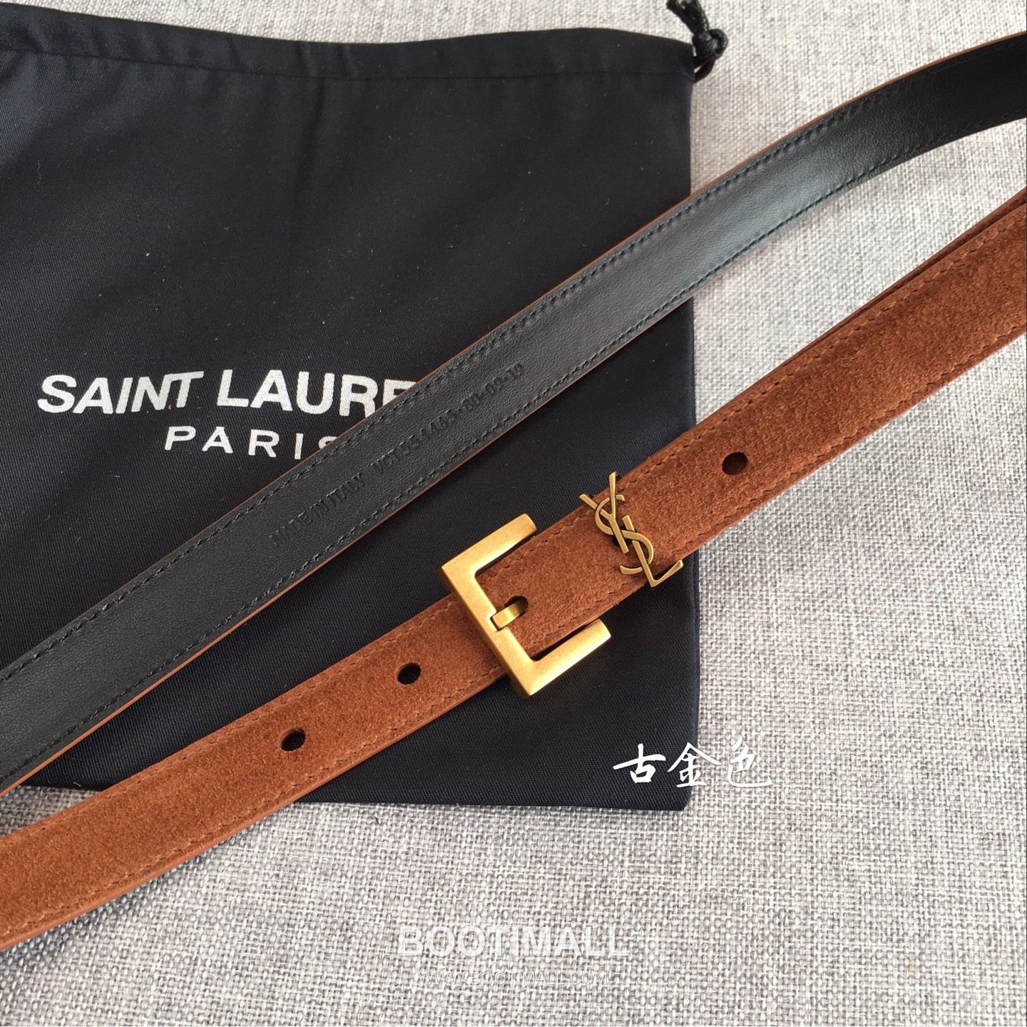 Saint Laurent Calfskin Leather Belt with YSL Logo Buckle Gold-Plated 생로랑 카프스킨 레더 벨트 YSL 로고 버클 황동 베이스 금도금 2.0cm 3
