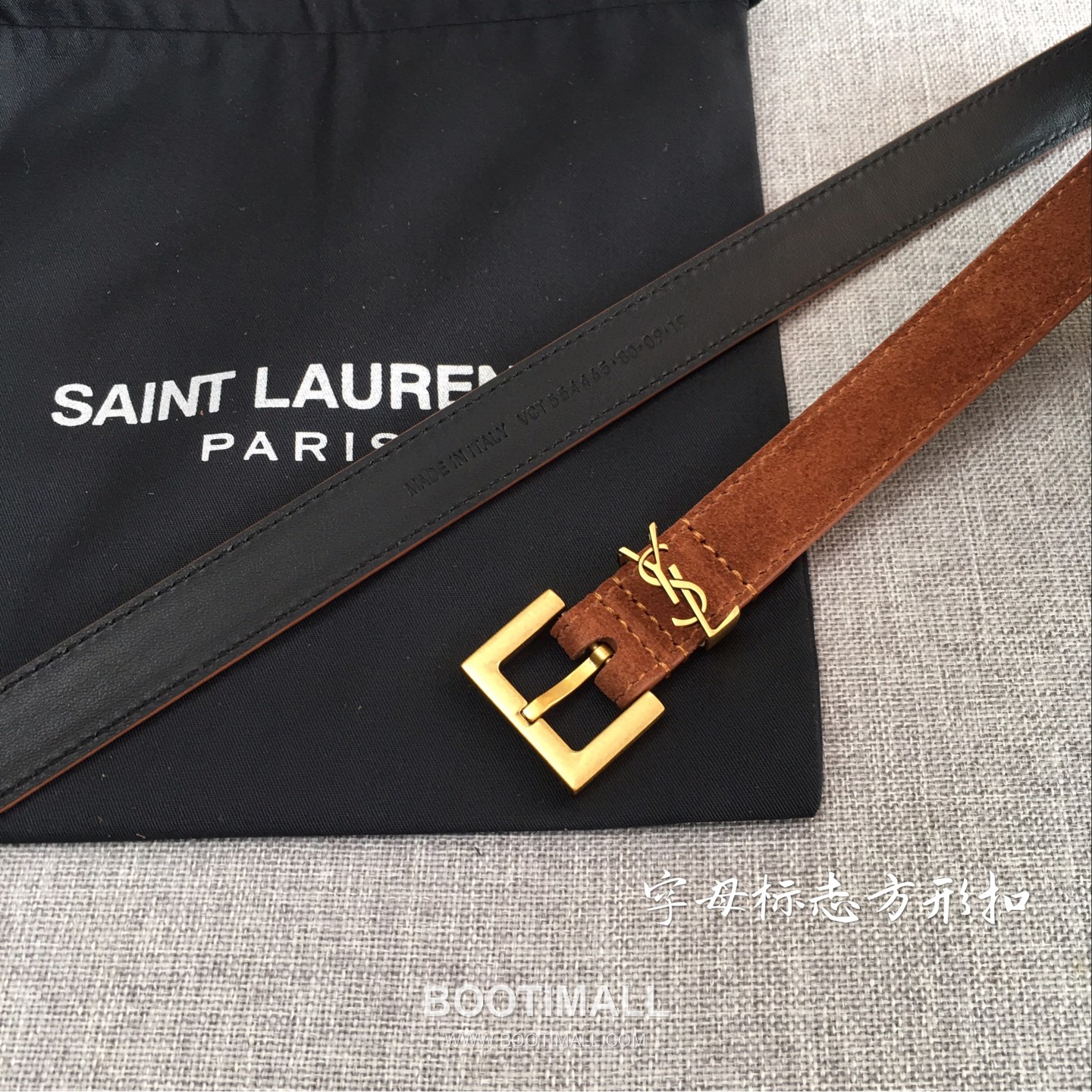 Saint Laurent Calfskin Leather Belt with YSL Logo Buckle Gold-Plated 생로랑 카프스킨 레더 벨트 YSL 로고 버클 황동 베이스 금도금 2.0cm 4