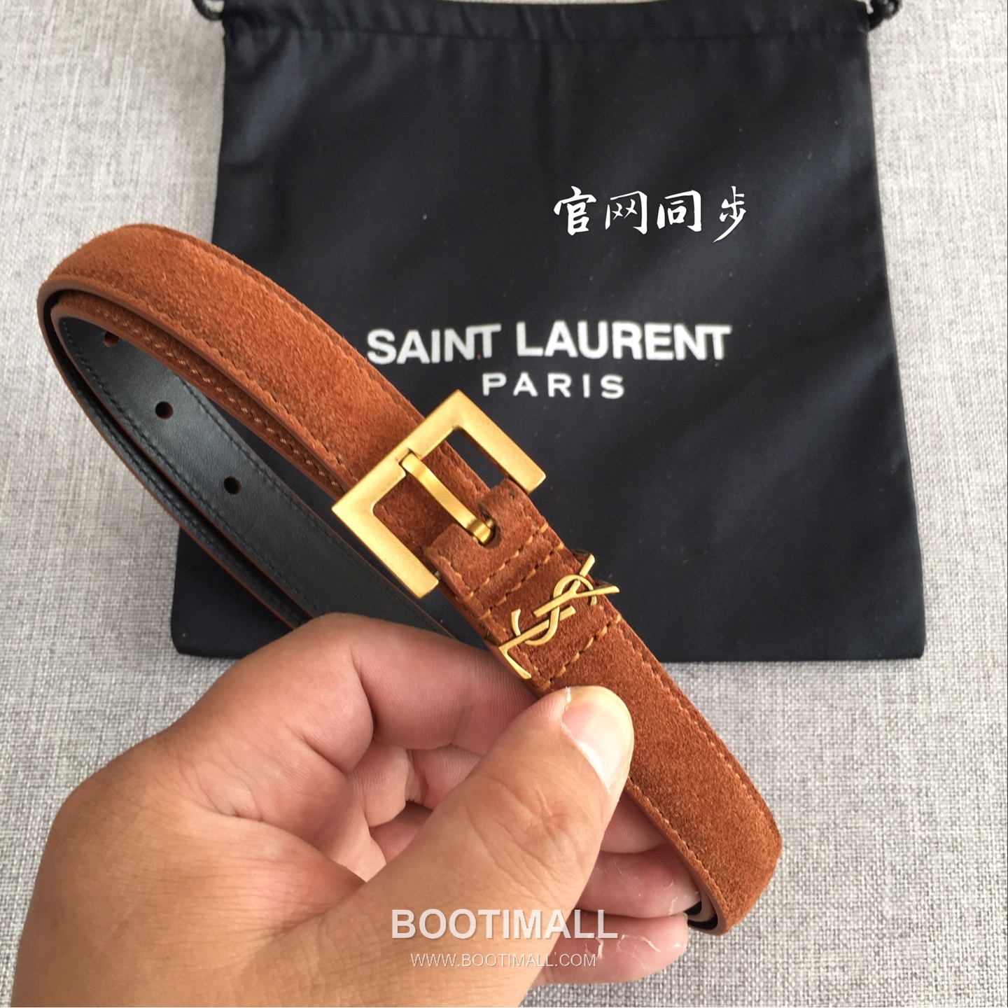Saint Laurent Calfskin Leather Belt with YSL Logo Buckle Gold-Plated 생로랑 카프스킨 레더 벨트 YSL 로고 버클 황동 베이스 금도금 2.0cm 5