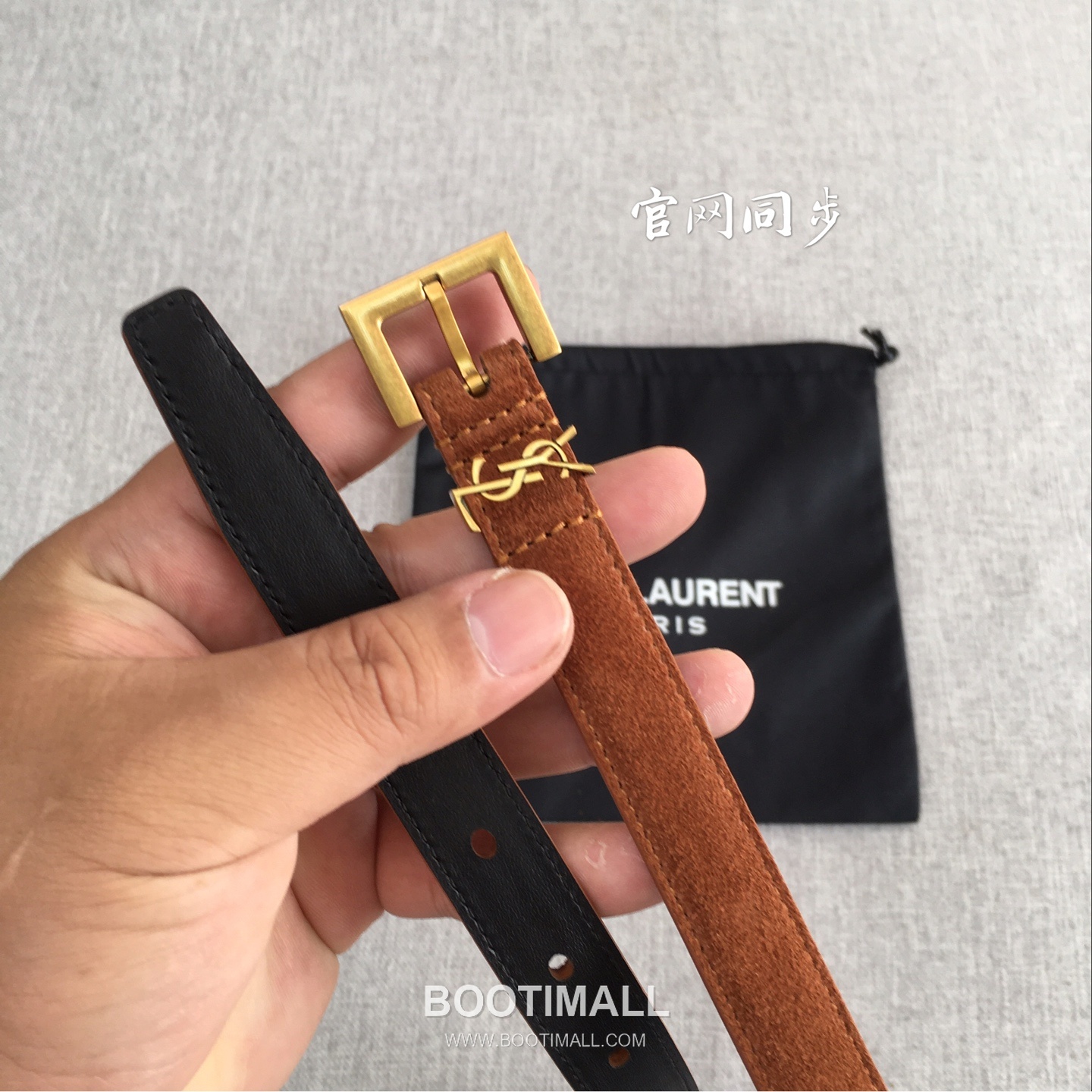 Saint Laurent Calfskin Leather Belt with YSL Logo Buckle Gold-Plated 생로랑 카프스킨 레더 벨트 YSL 로고 버클 황동 베이스 금도금 2.0cm 6